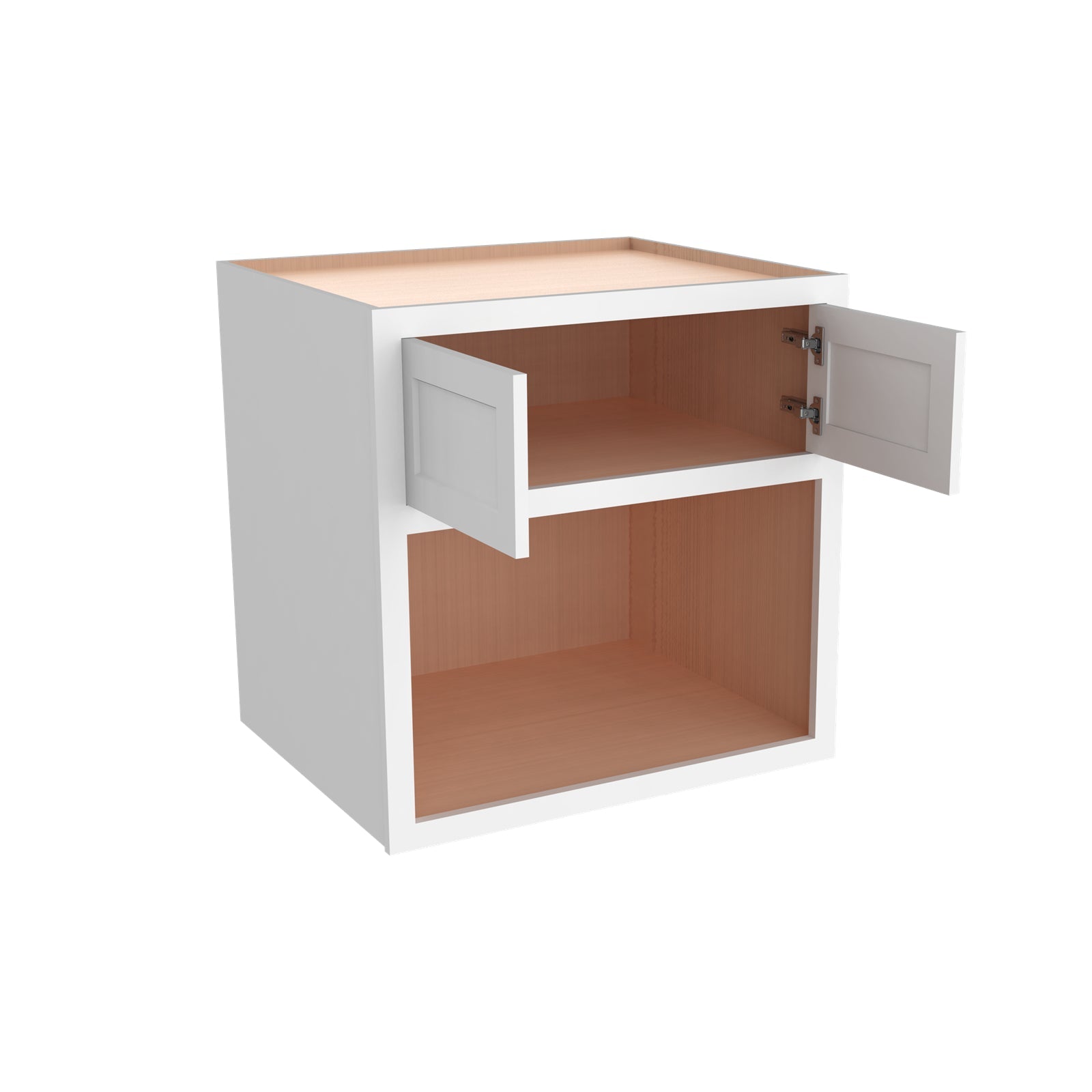 Inset Origami White RTA 30"W x 30-42"H x 25"D 3-Size Double Doors Wall Cabinet with Microwave Opening
