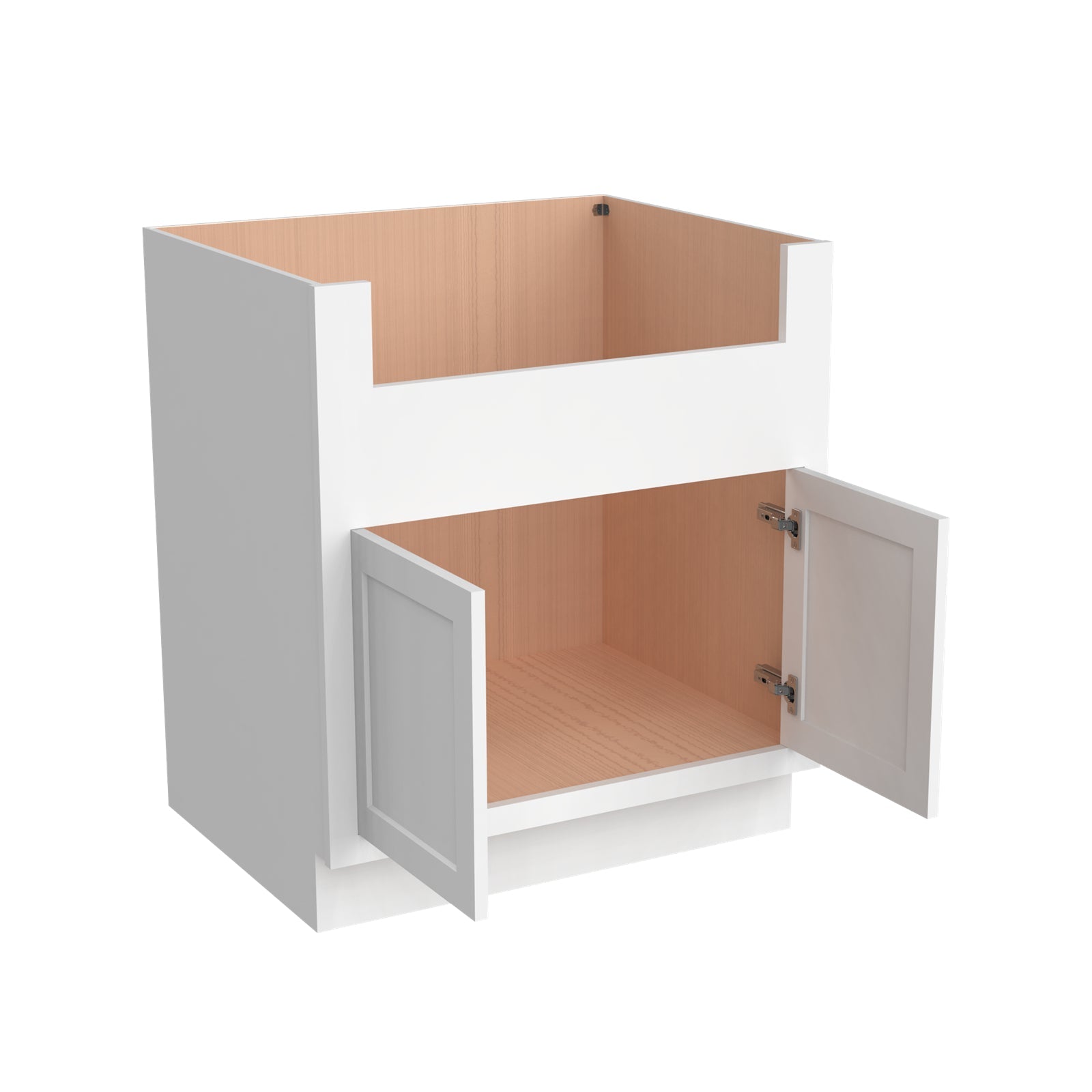 Inset Origami White RTA 33-39"W x 34.5"H x 25"D 3-Size Farm Sink Base Cabinet with 2 Doors