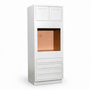 Inset Origami White RTA 33"W x 84-96"H x 25"D 3-Size Pantry Cabinet with Oven Opening, 4 Drawers and 2 Doors