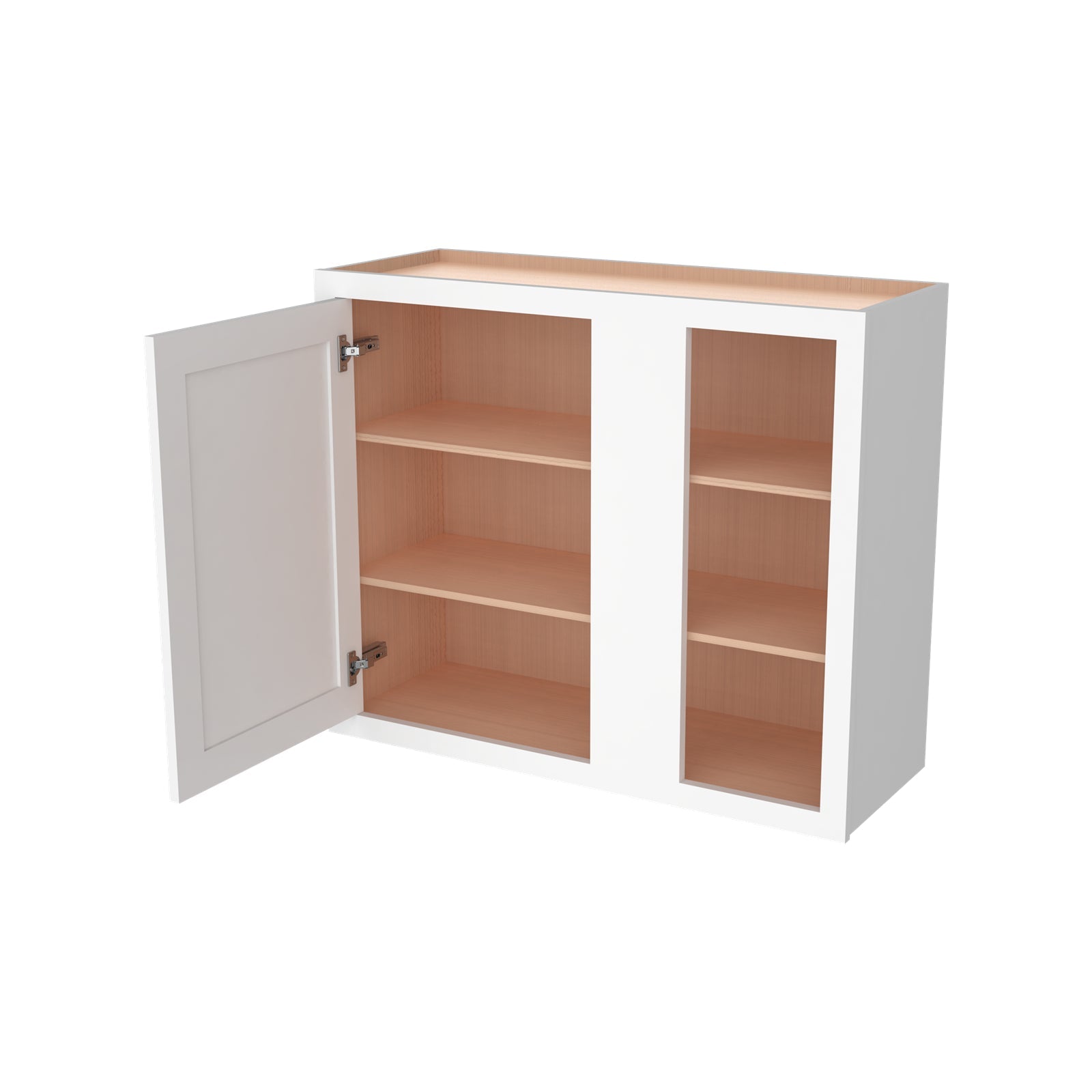Inset Origami White RTA 36"W x 30-42"H x 13.5"D 3-Size Blind Corner Wall Cabinet with 2-3 Shelves
