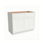 Inset Origami White RTA 39-42"W x 34.5"H x 25"D 2-Size Double Drawers Base Cabinet with 2 Doors