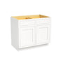 Inset Origami White RTA 39-42"W x 34.5"H x 25"D 2-Size Double Drawers Base Cabinet with 2 Doors