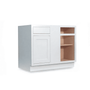 Inset Origami White RTA 40-46"W x 34.5"H x 25"D 3-Size Blind Corner Base Cabinet with 1 Door, 1 Drawer and 1 Shelf