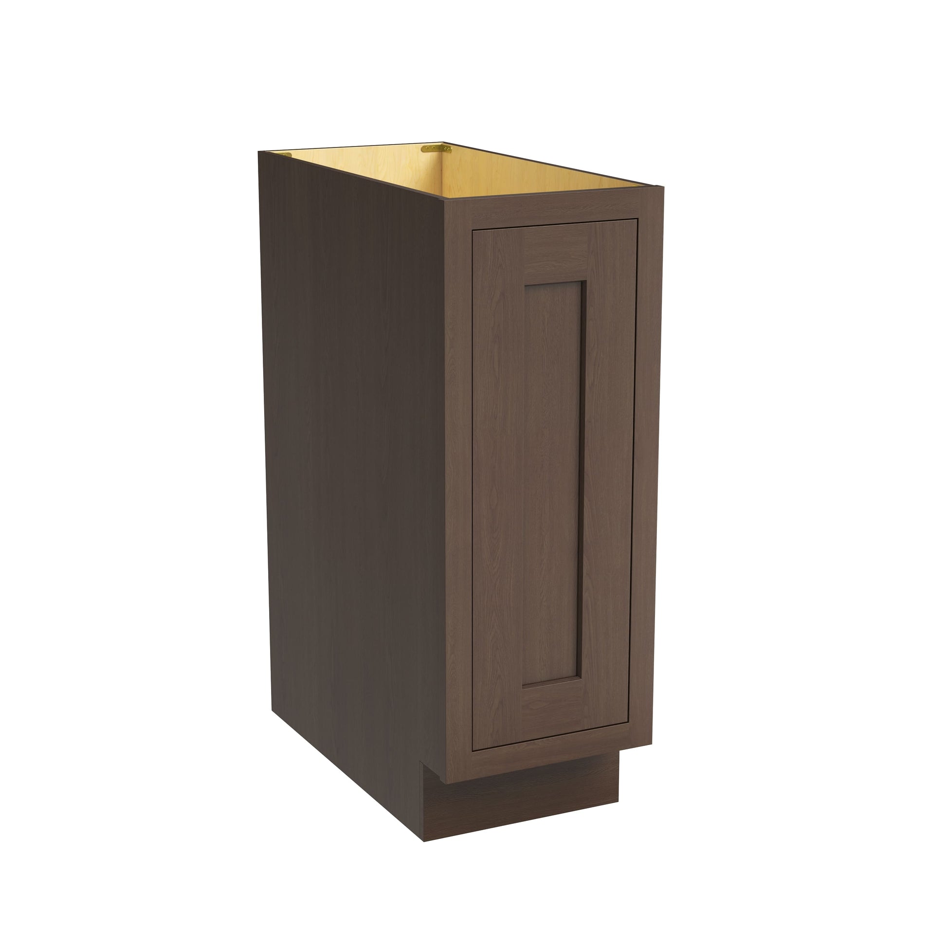 Inset Truffle Brown RTA 12-21"W x 34.5"H x 25"D 4-Size Full Height Single Door Base Cabinet