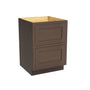Inset Truffle Brown RTA 24-30"W x 34.5"H x 25"D 2-Size Base Cabinet with 2 Drawers