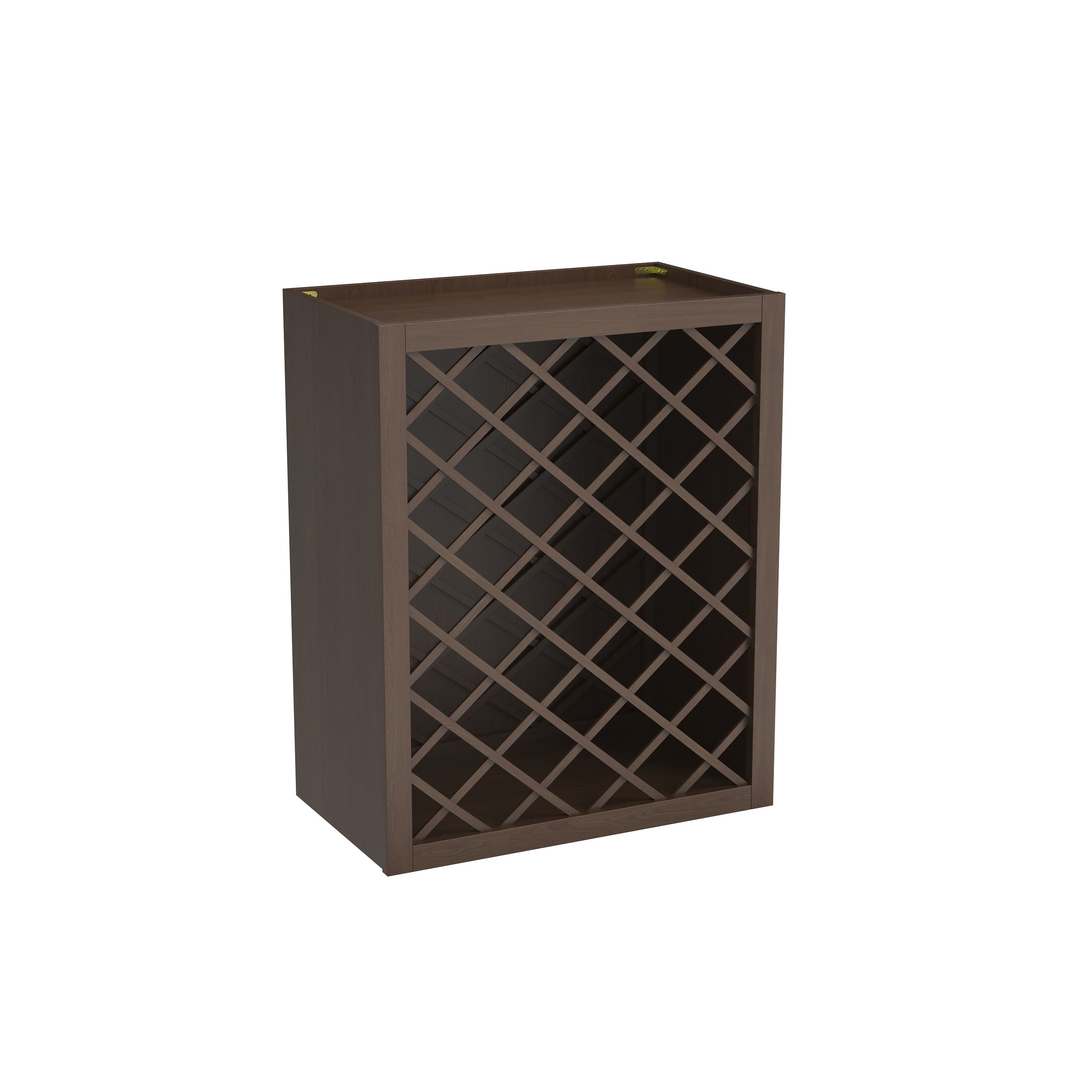 Inset Truffle Brown RTA 24-36"W x 15-30"H x 13.5"D 5-Size Diamond Lattice Wine Grid Wall Rack Cabinet