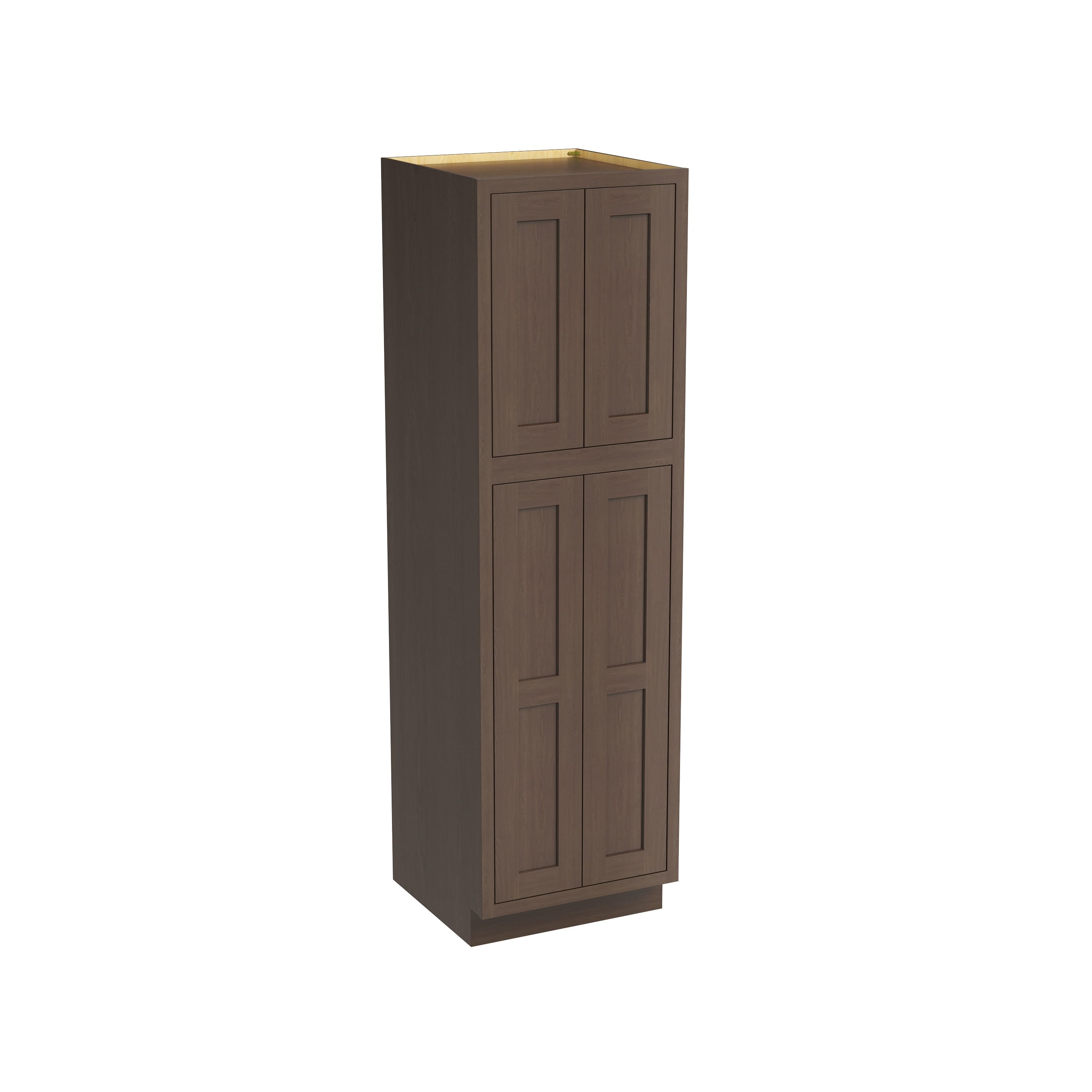 Inset Truffle Brown RTA 24-36"W x 84-96"H x 25"D 9-Size Pantry Cabinet with 4 Doors and 4 Shelves