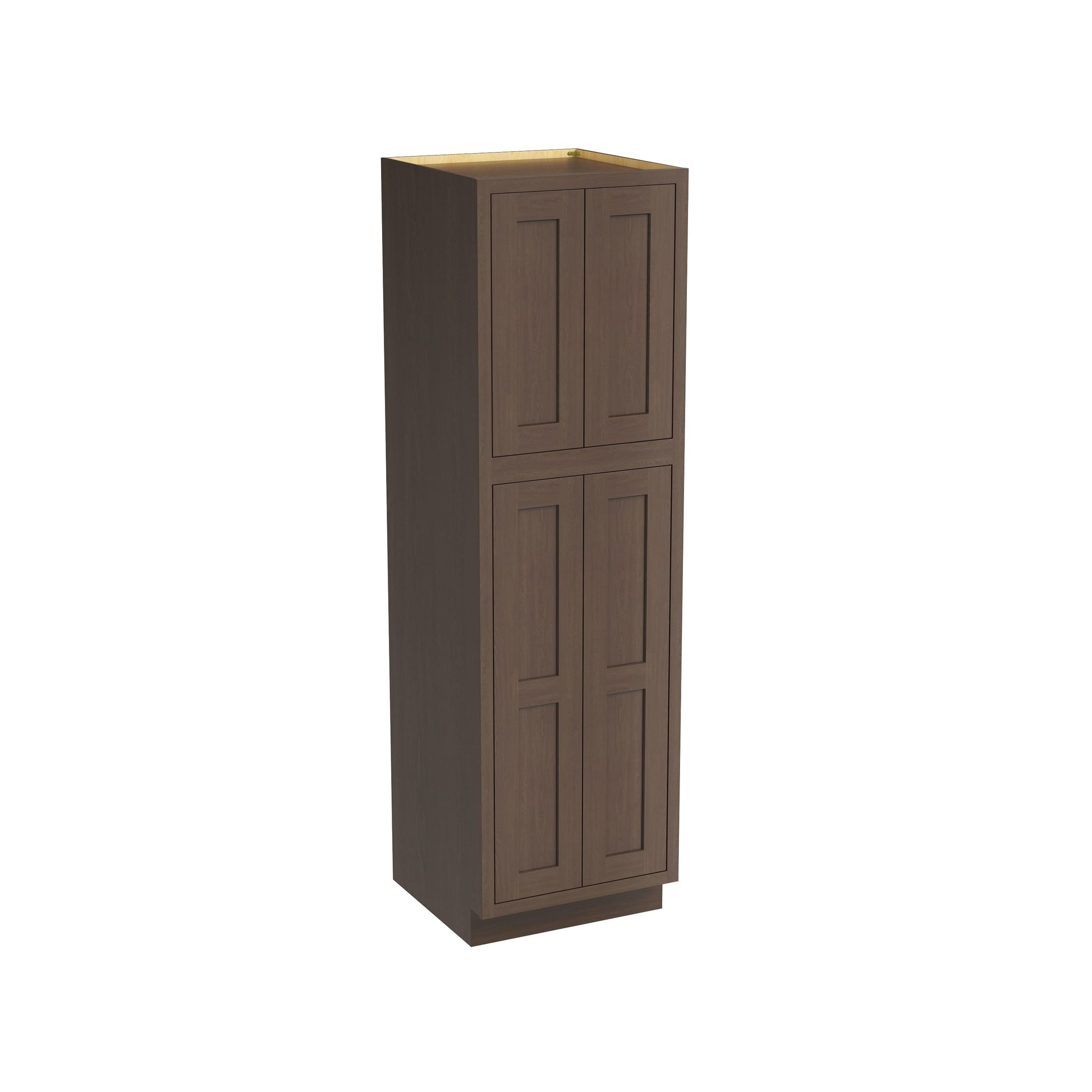 Inset Truffle Brown RTA 24-36"W x 84-96"H x 25"D 9-Size Pantry Cabinet with 4 Doors and 4 Shelves