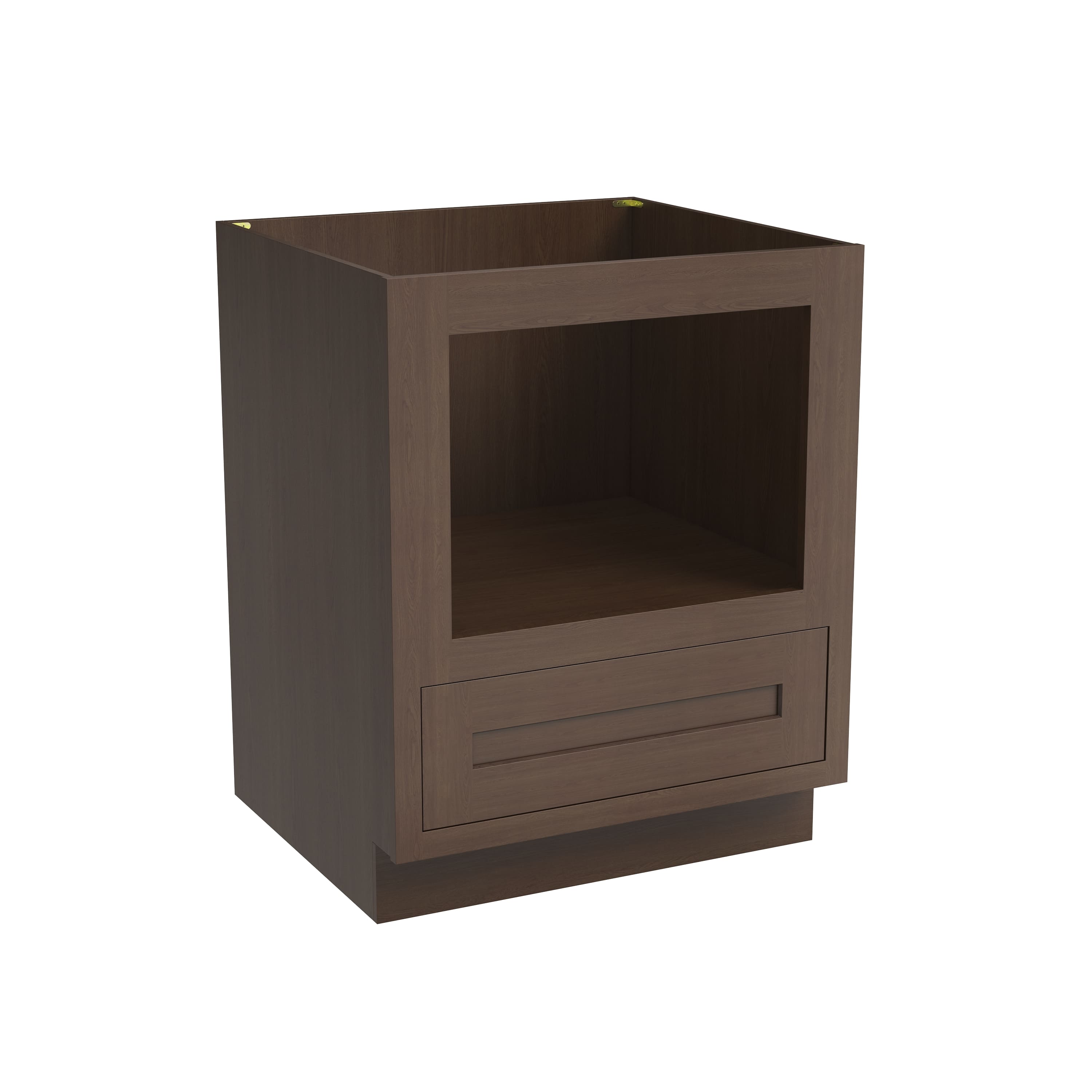 Inset Truffle Brown RTA 27-30"W x 34.5"H x 25"D 2-Size Drawer Base Cabinet with Microwave Opening