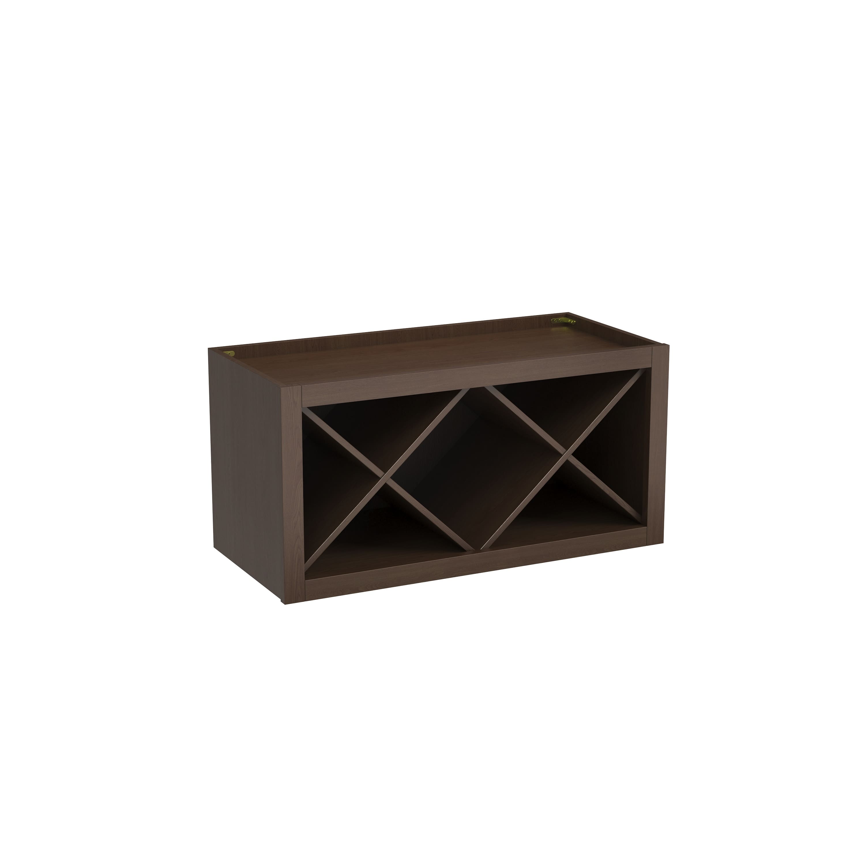 Inset Truffle Brown RTA 30-36"W x 15-18"H x 13.5"D 4-Size X-Shaped Wine Grid Wall Rack Cabinet