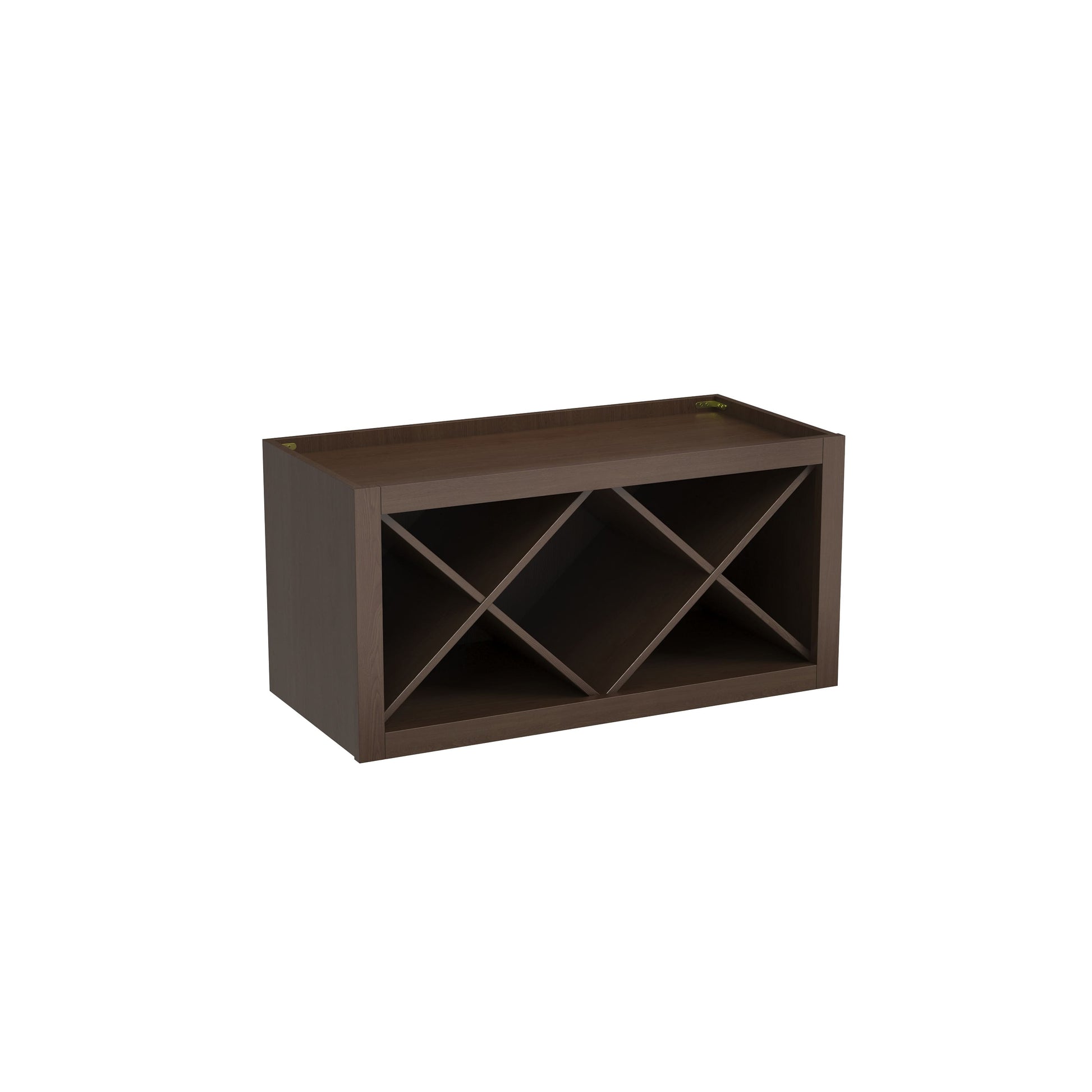 Inset Truffle Brown RTA 30-36"W x 15-18"H x 13.5"D 4-Size X-Shaped Wine Grid Wall Rack Cabinet
