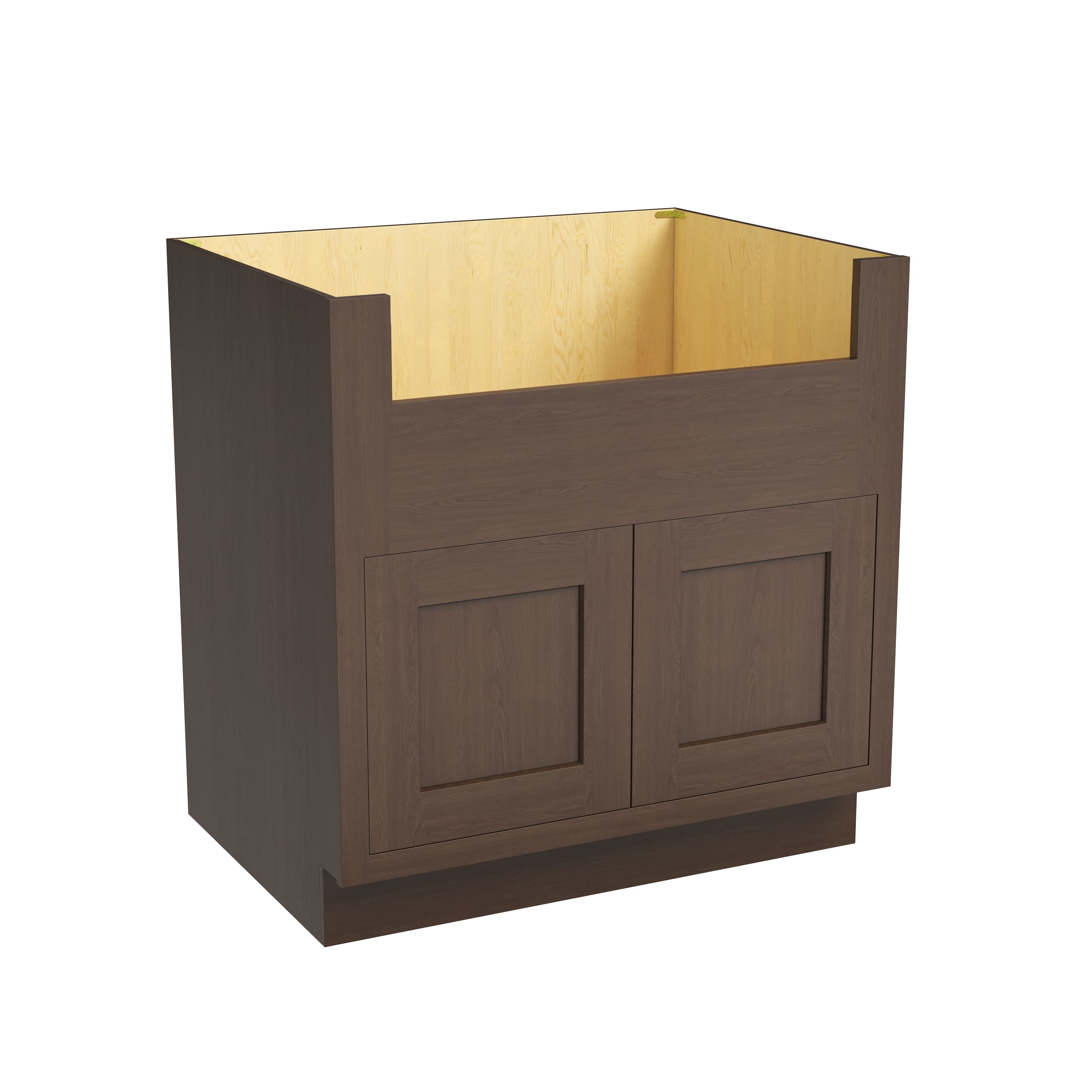 Inset Truffle Brown RTA 33-39"W x 34.5"H x 25"D 3-Size Farm Sink Base Cabinet with 2 Doors