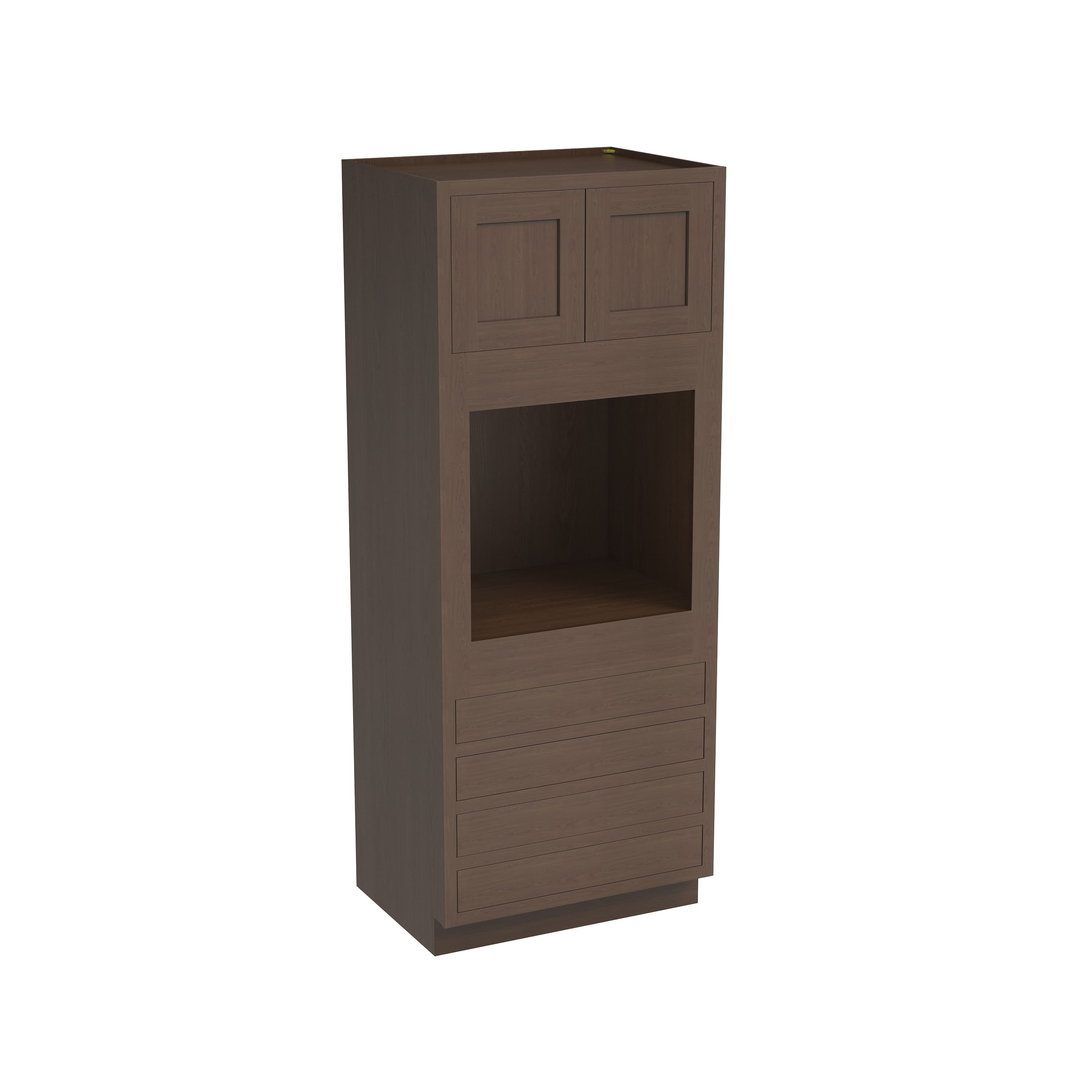 Inset Truffle Brown RTA 33"W x 84-96"H x 25"D 3-Size Pantry Cabinet with Oven Opening, 4 Drawers and 2 Doors