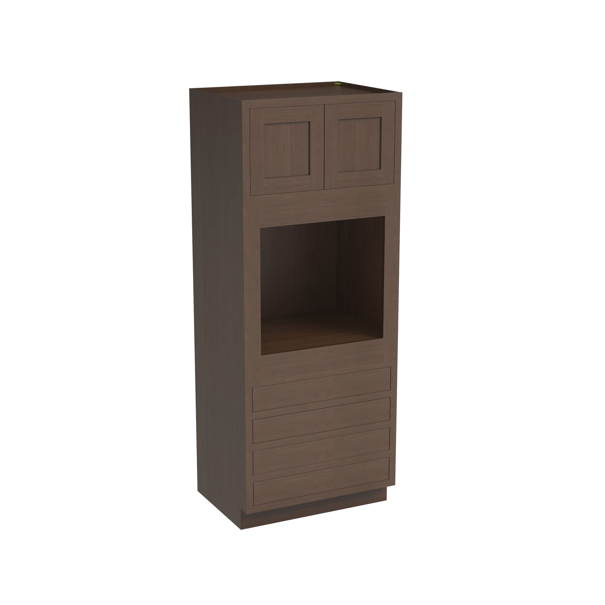 Inset Truffle Brown RTA 33"W x 84-96"H x 25"D 3-Size Pantry Cabinet with Oven Opening, 4 Drawers and 2 Doors