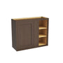 Inset Truffle Brown RTA 36"W x 30-42"H x 13.5"D 3-Size Blind Corner Wall Cabinet with 2-3 Shelves
