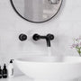 Matte Black 2-Handle Wall-Mounted Bathroom Basin Faucet with 360° Swivel Spout