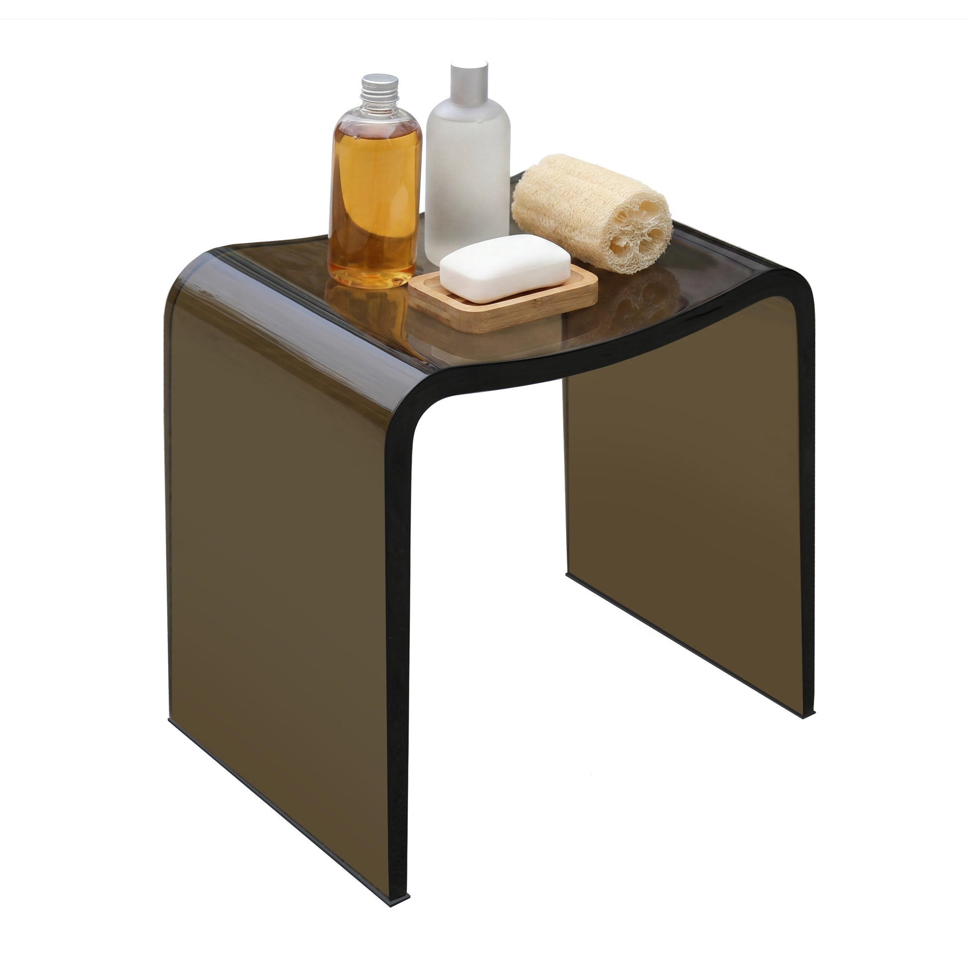Resin Stone Freestanding Shower Stool with Gently Curved Seat