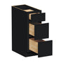 Slim Ebony Black Shaker RTA 12"-36"W x 34.5"H x 24"D 9-Size Drawer Base Cabinet with 3 Drawers