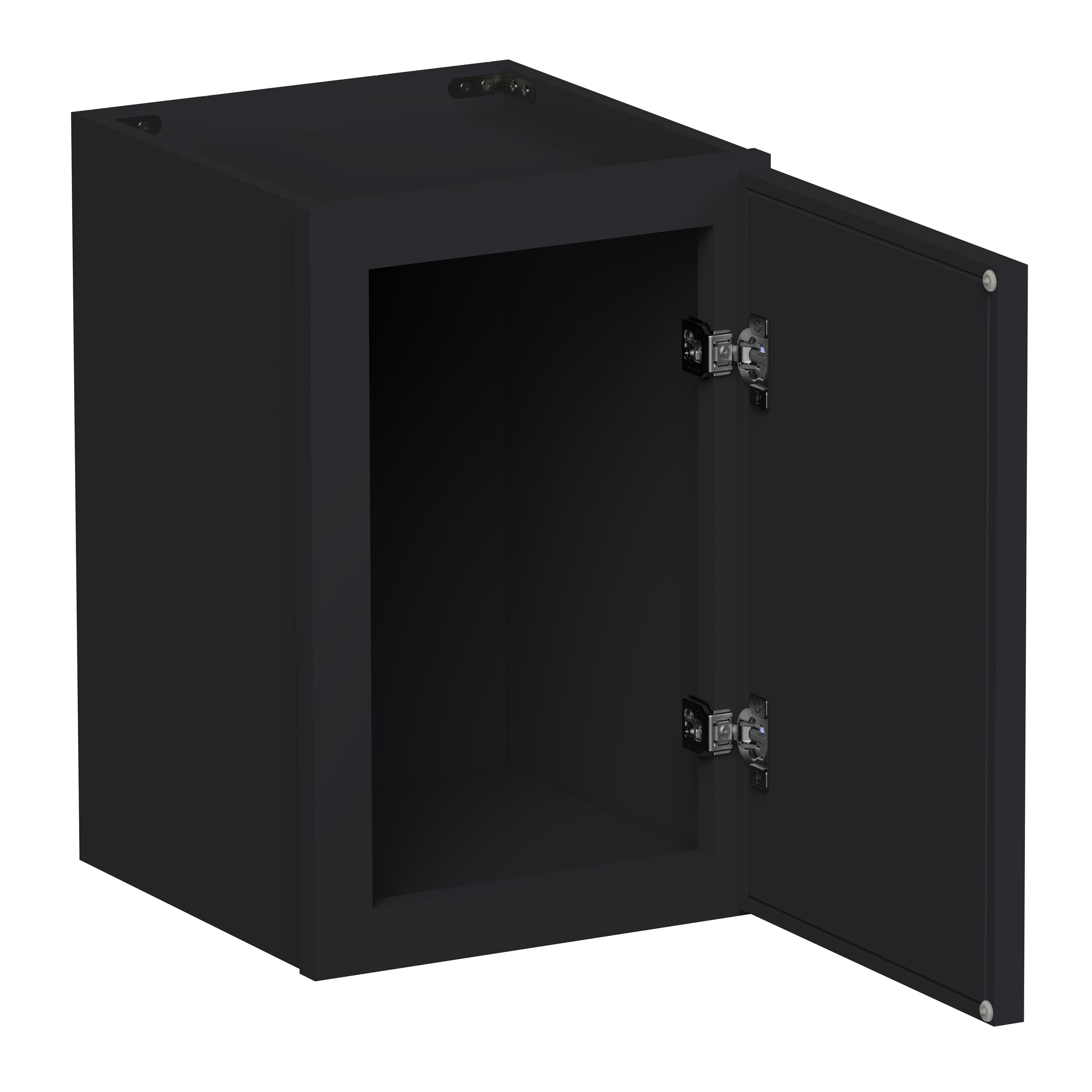 Slim Ebony Black Shaker RTA 12"/15"/18"/21"W x 18"H x 12"D Single Door Short Wall Cabinet