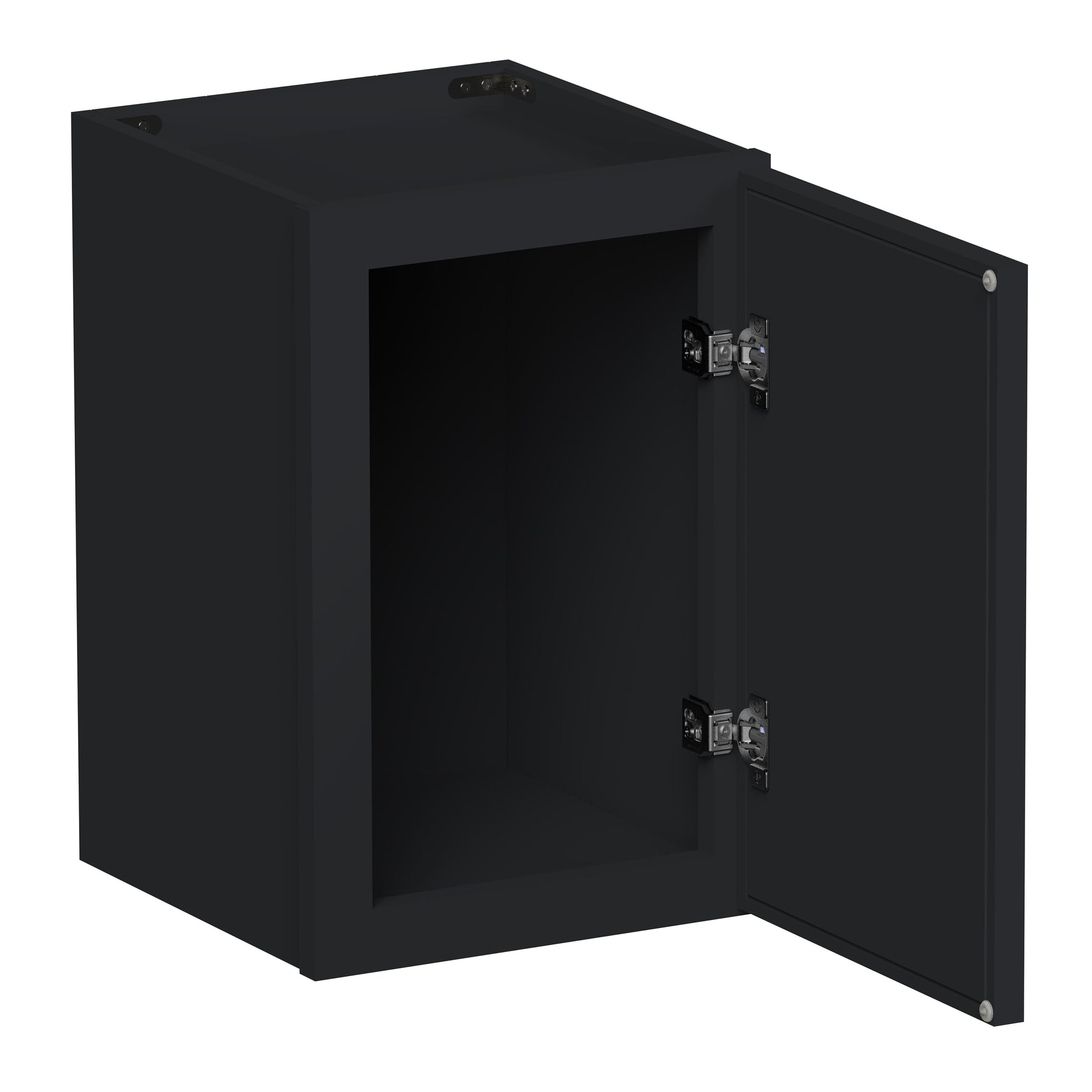 Slim Ebony Black Shaker RTA 12"/15"/18"/21"W x 18"H x 12"D Single Door Short Wall Cabinet