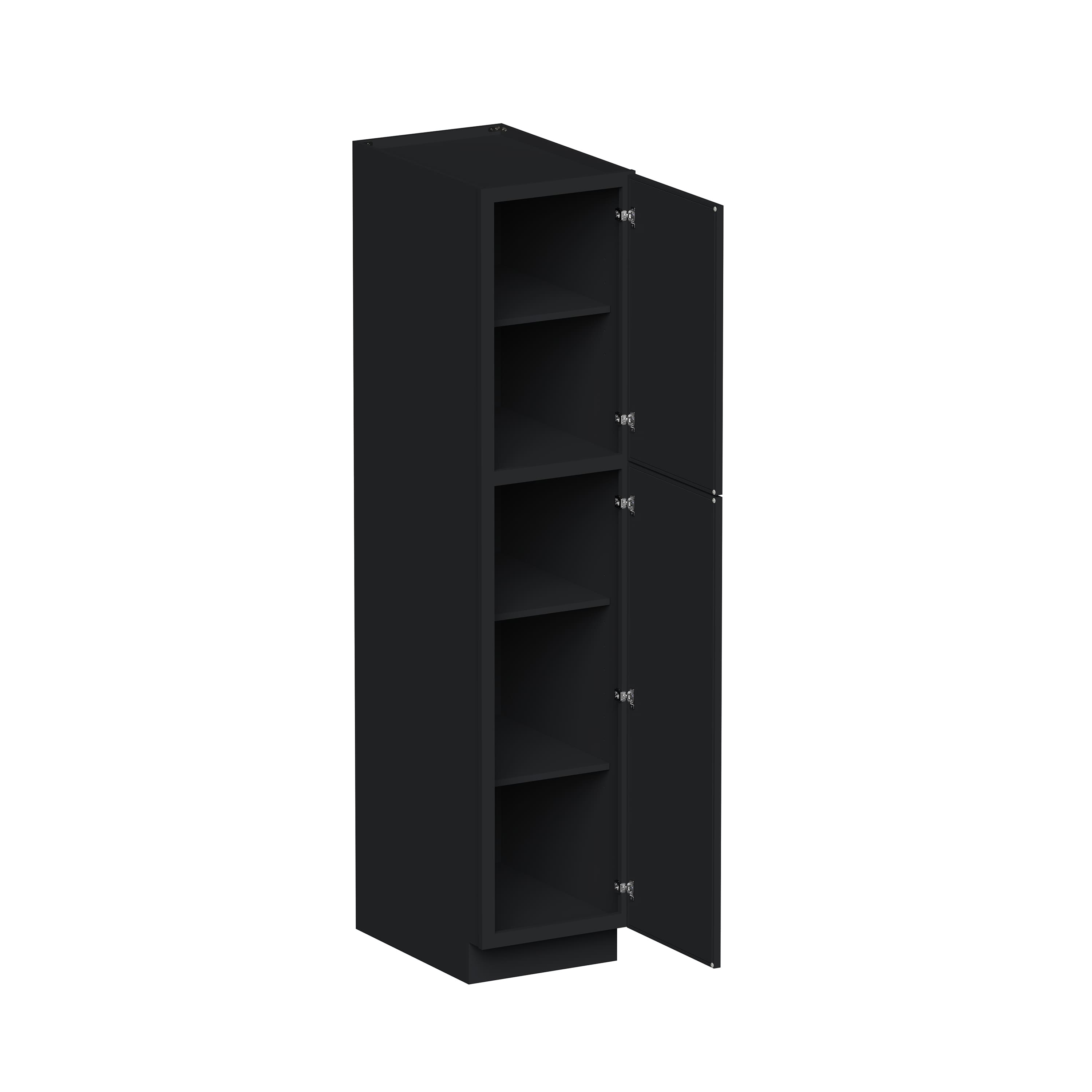 Slim Ebony Black Shaker RTA 18"W x 84"/90“/96”H x 27"D Tall Pantry Cabinet with 2 Doors and Shelves
