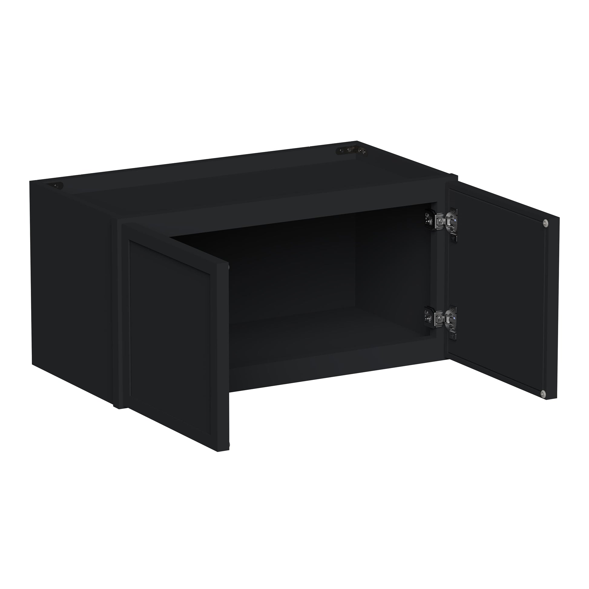 Slim Ebony Black Shaker RTA 24"-36"W x 12"-24"H x 12"D 17-Size Short Wall Cabinet with 2 Doors