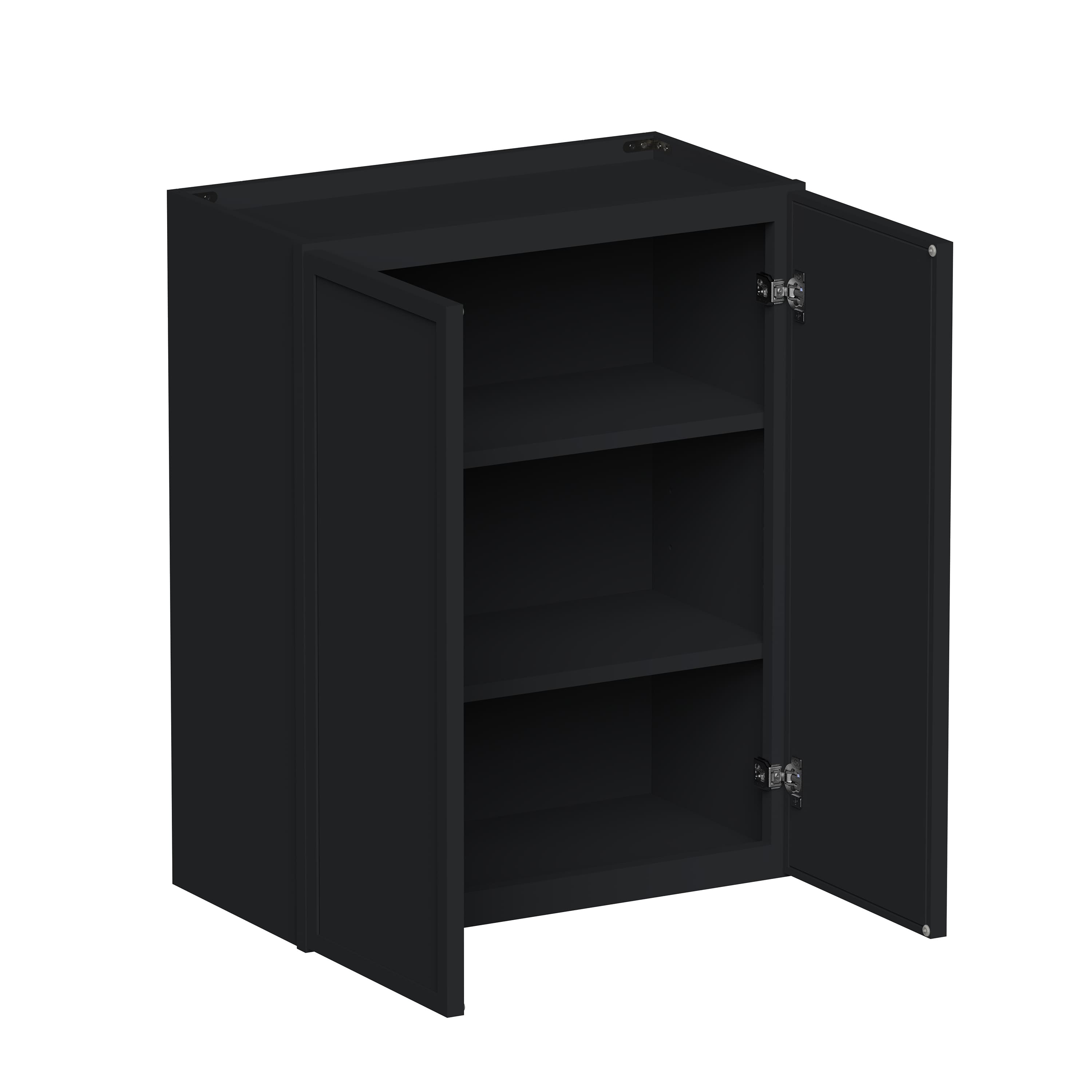 Slim Ebony Black Shaker RTA 24"-36"W x 30"/36"/42"H x 12"D 15-Size Standard Wall Cabinet with 2 Doors