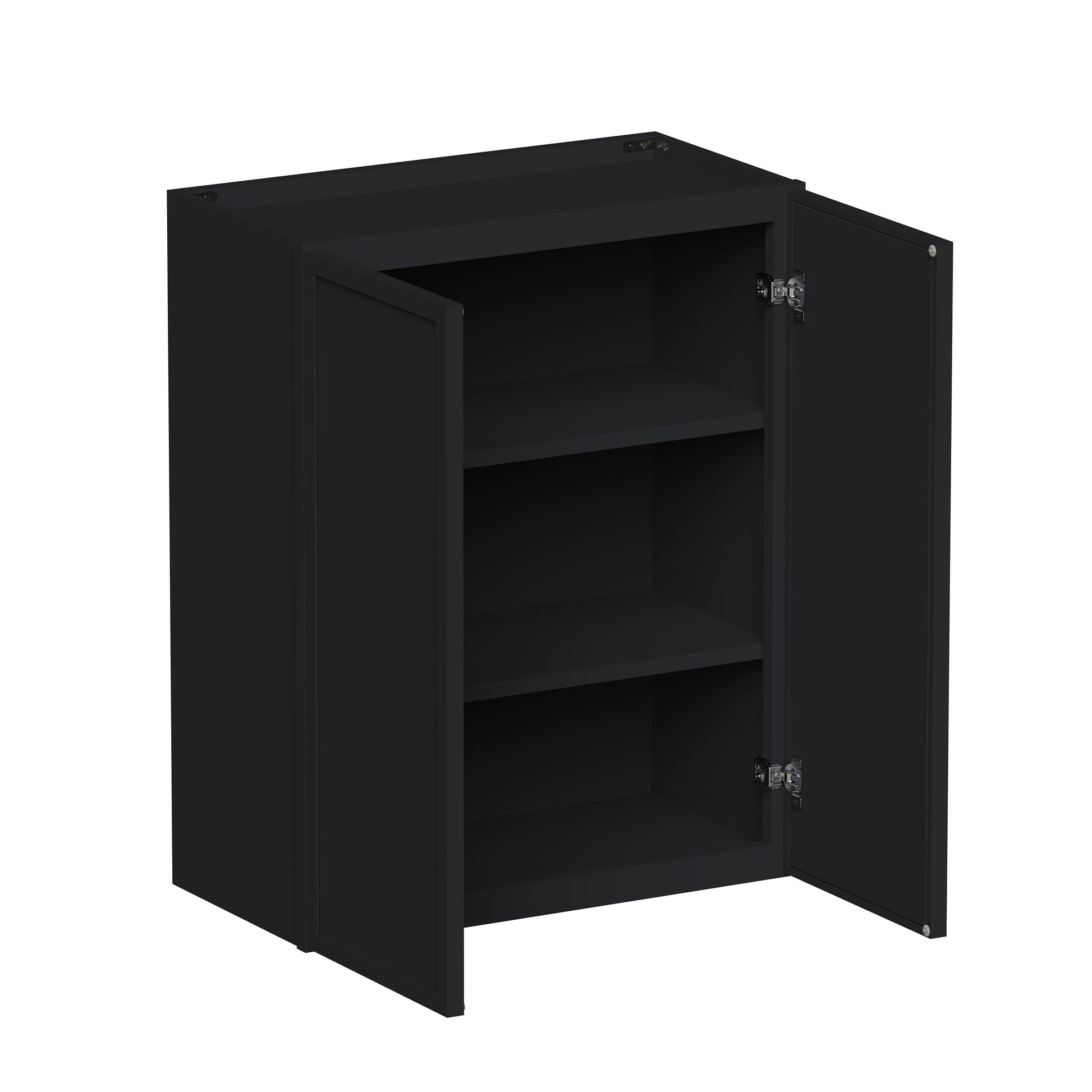 Slim Ebony Black Shaker RTA 24"-36"W x 30"/36"/42"H x 12"D 15-Size Standard Wall Cabinet with 2 Doors