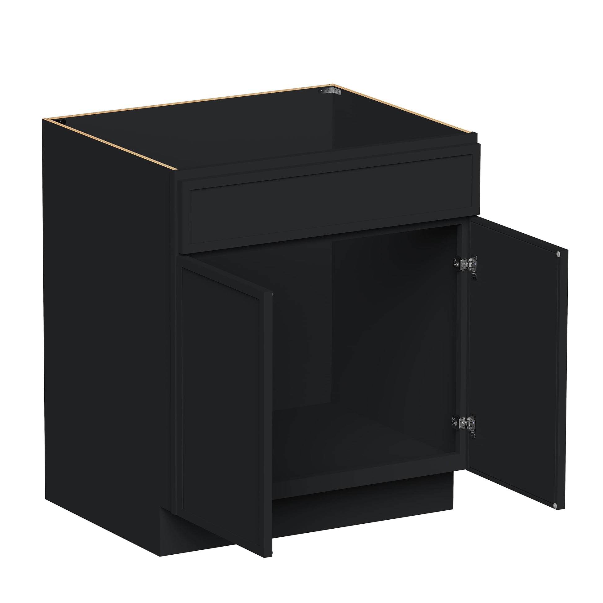 Slim Ebony Black Shaker RTA 30"/36"W x 34.5"H x 24"D Sink Base Cabinet with 2 Doors