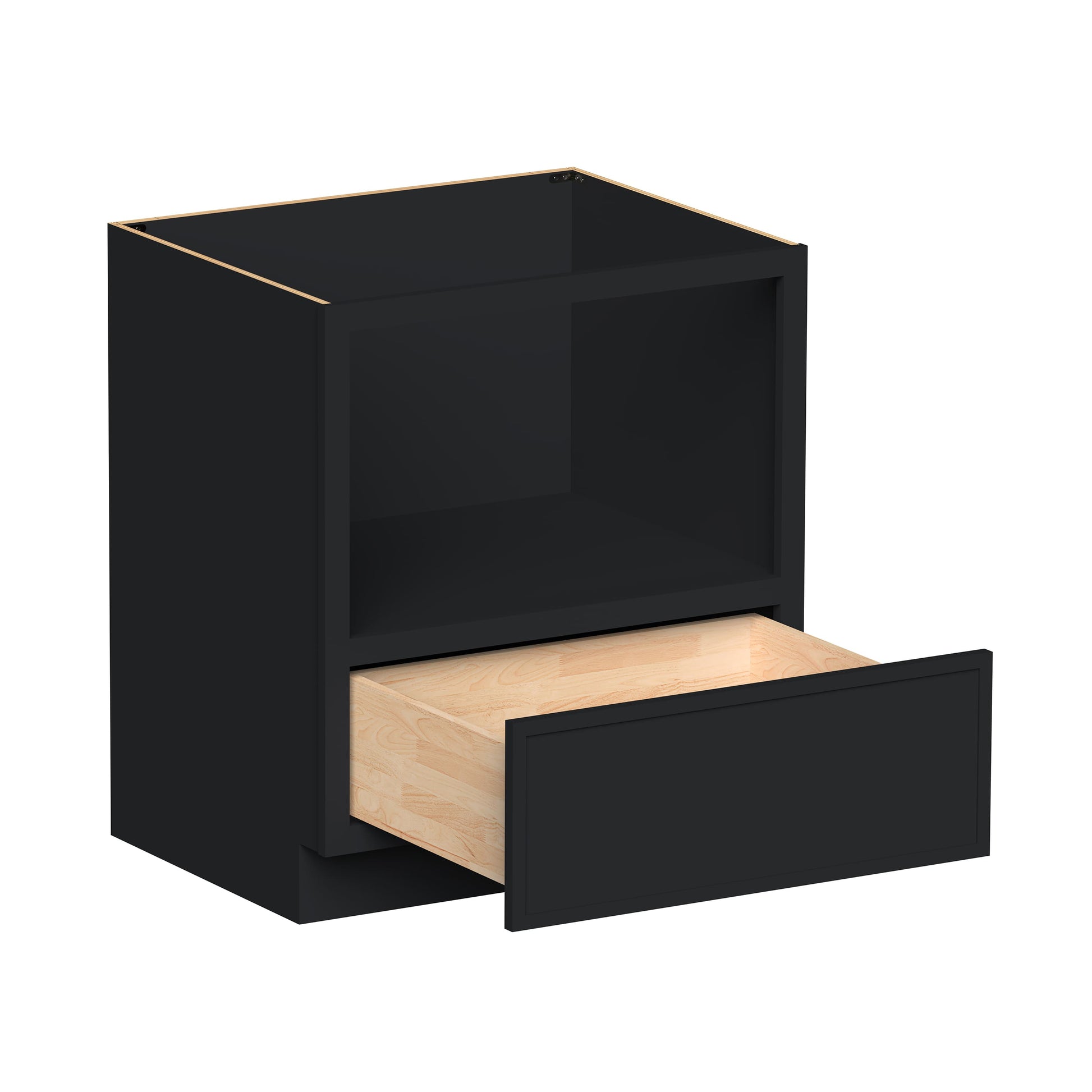 Slim Ebony Black Shaker RTA 30"W x 34.5"H x 24"D Base Microwave Cabinet with 1 Drawer