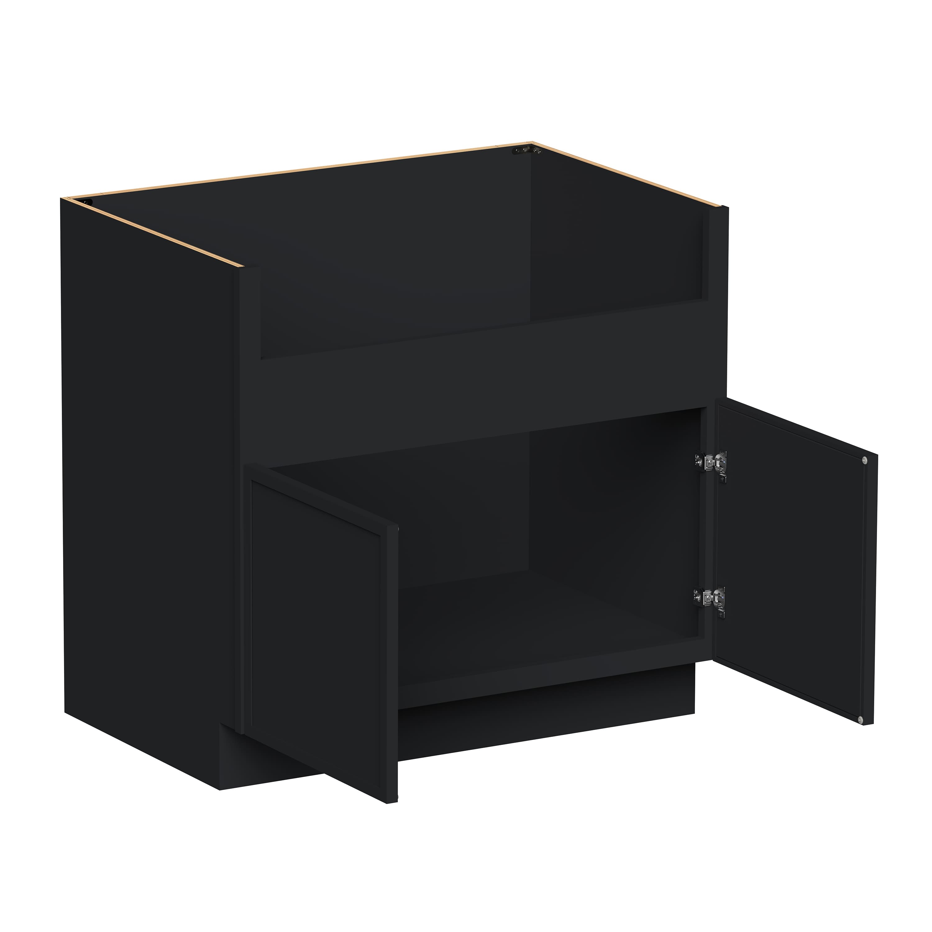 Slim Ebony Black Shaker RTA 36"W x 34.5"H x 24"D Farm Sink Base Cabinet with 2 Doors