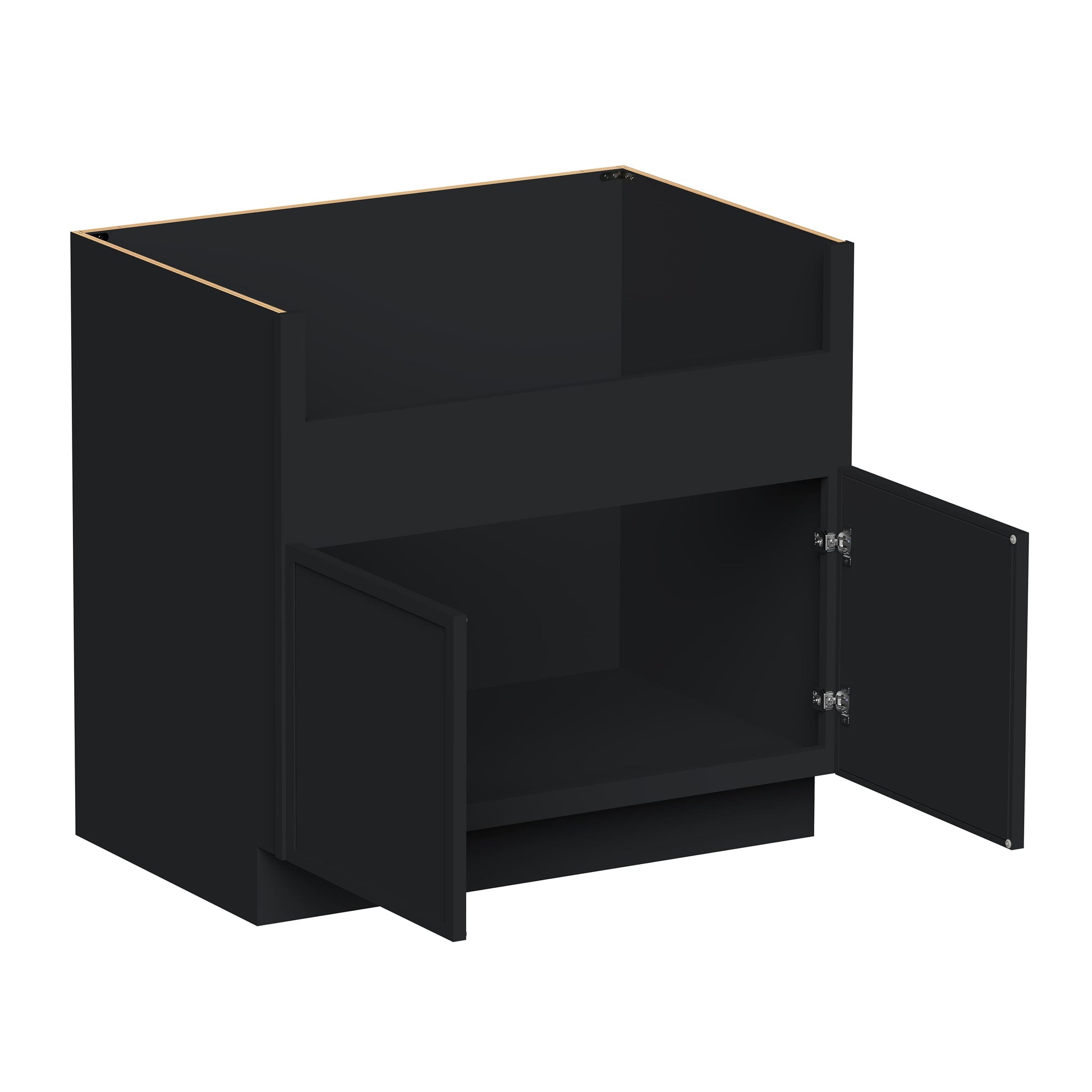 Slim Ebony Black Shaker RTA 36"W x 34.5"H x 24"D Farm Sink Base Cabinet with 2 Doors