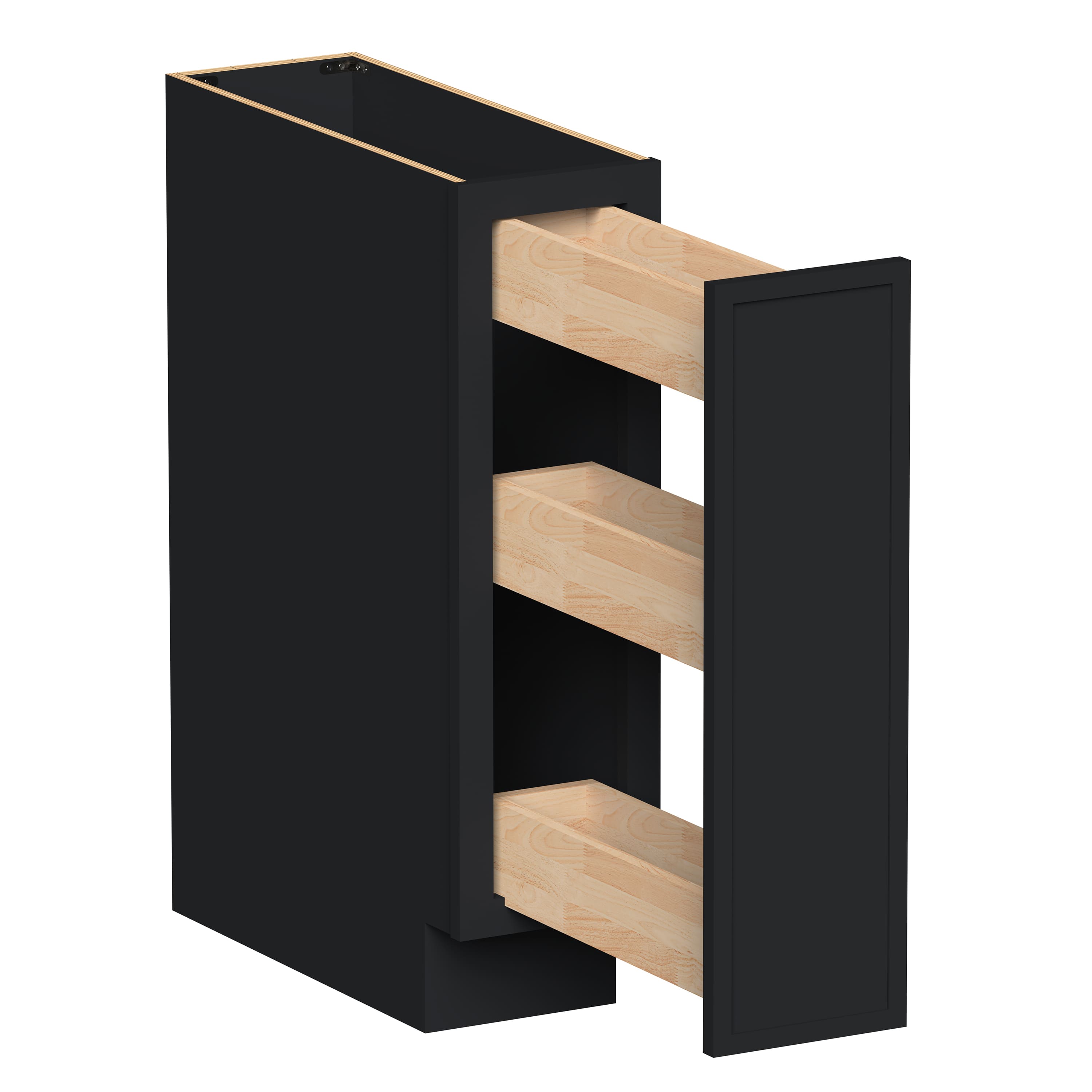 Slim Ebony Black Shaker RTA 9"W x 34.5"H x 24"D Spice Pantry Base Cabinet with 1 Drawer