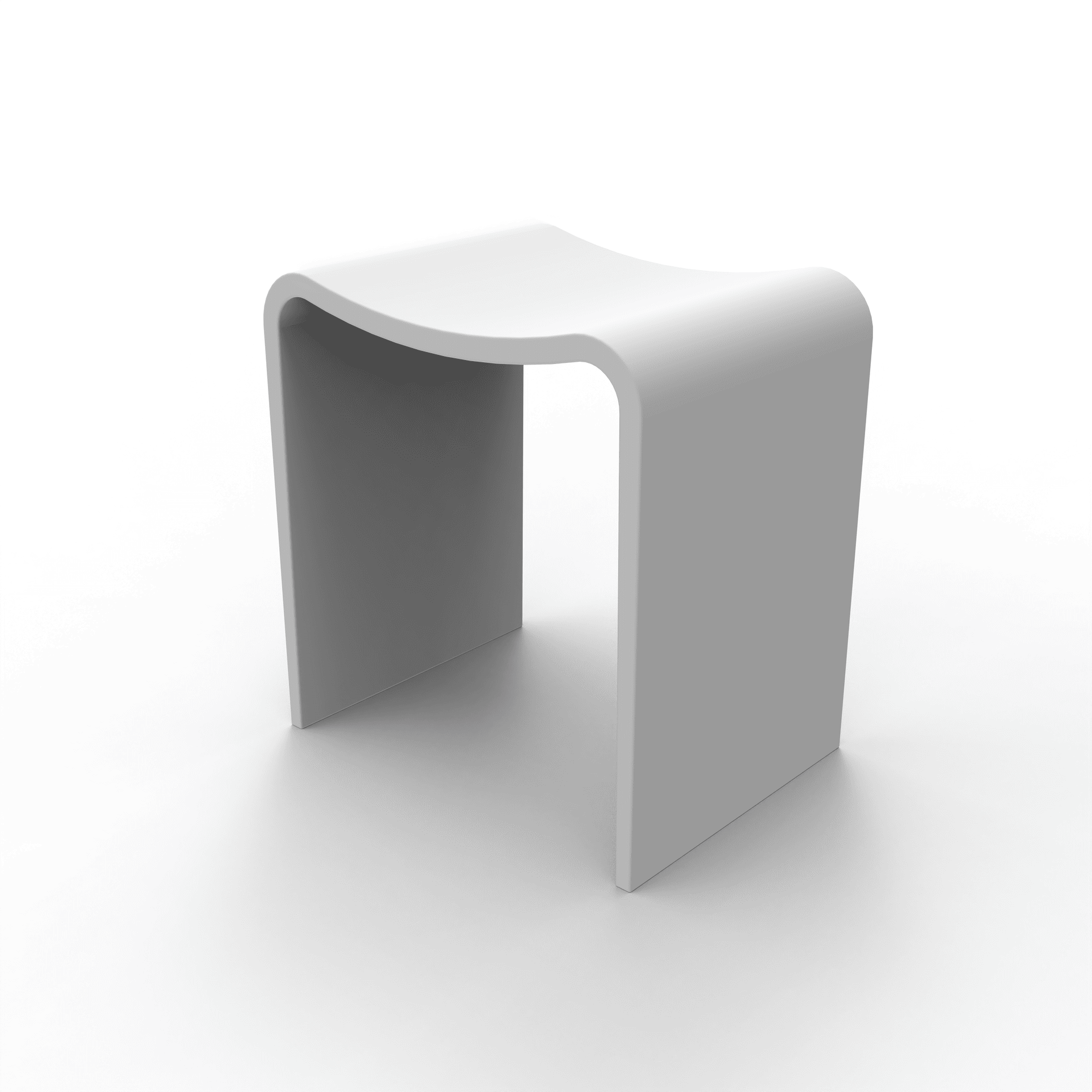 Solid Surface U-Shaped Shower Stool in Matte White / Matte Black