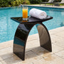 Translucent Resin Arched Solid Surface Bathroom Shower Bench in Glossy Smoke Black/Amber