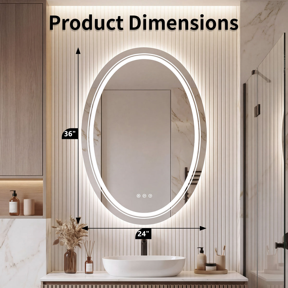 Oval Dual LED Bathroom Mirror with Front and Backlit Ambient Lighting