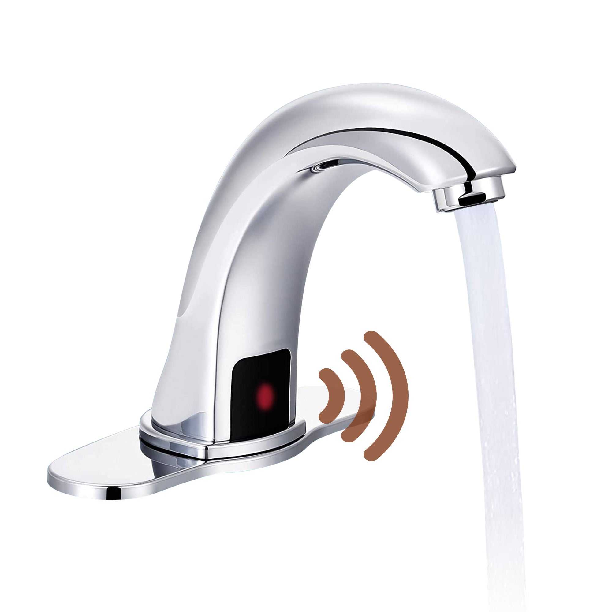 Hands-Free Touchless Bathroom Sink Faucet with Hole Cover Plate