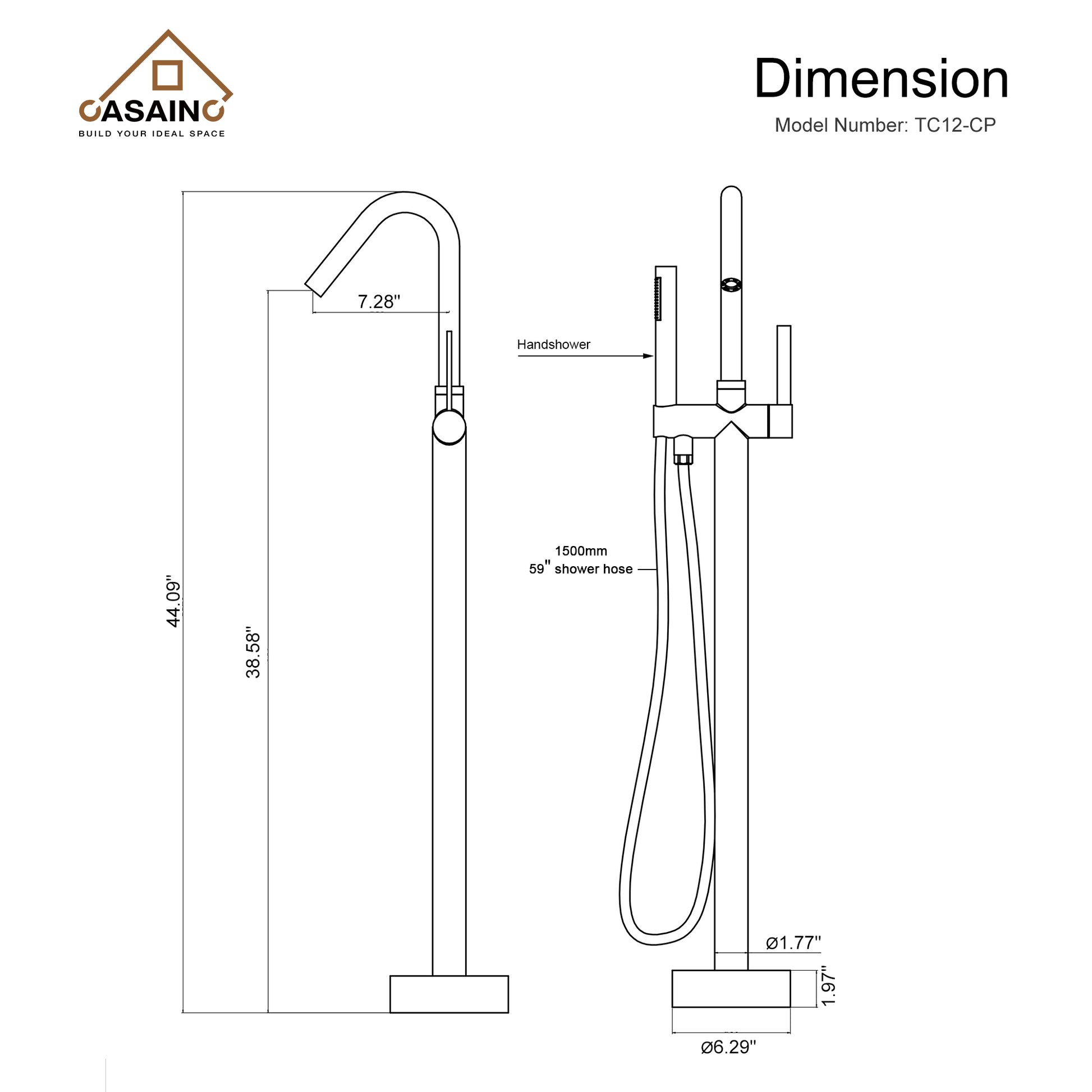 Freestanding Single-Handle Bathtub Faucet with Hand Shower