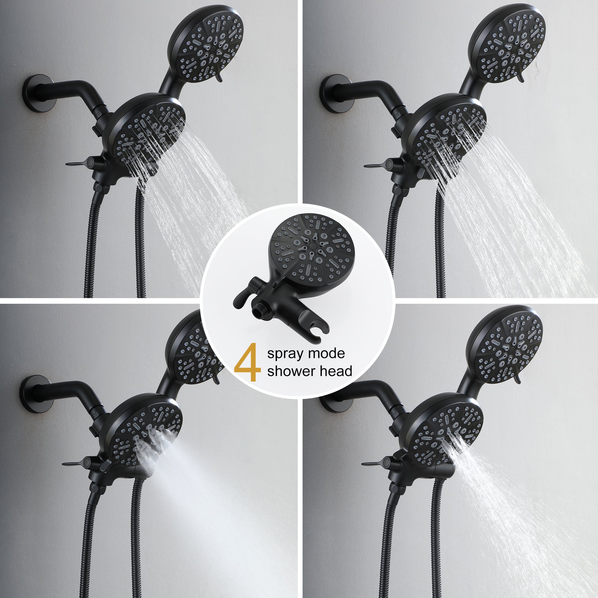 4.72" Wall Mount Dual Shower Heads with Multiple Spray Patterns