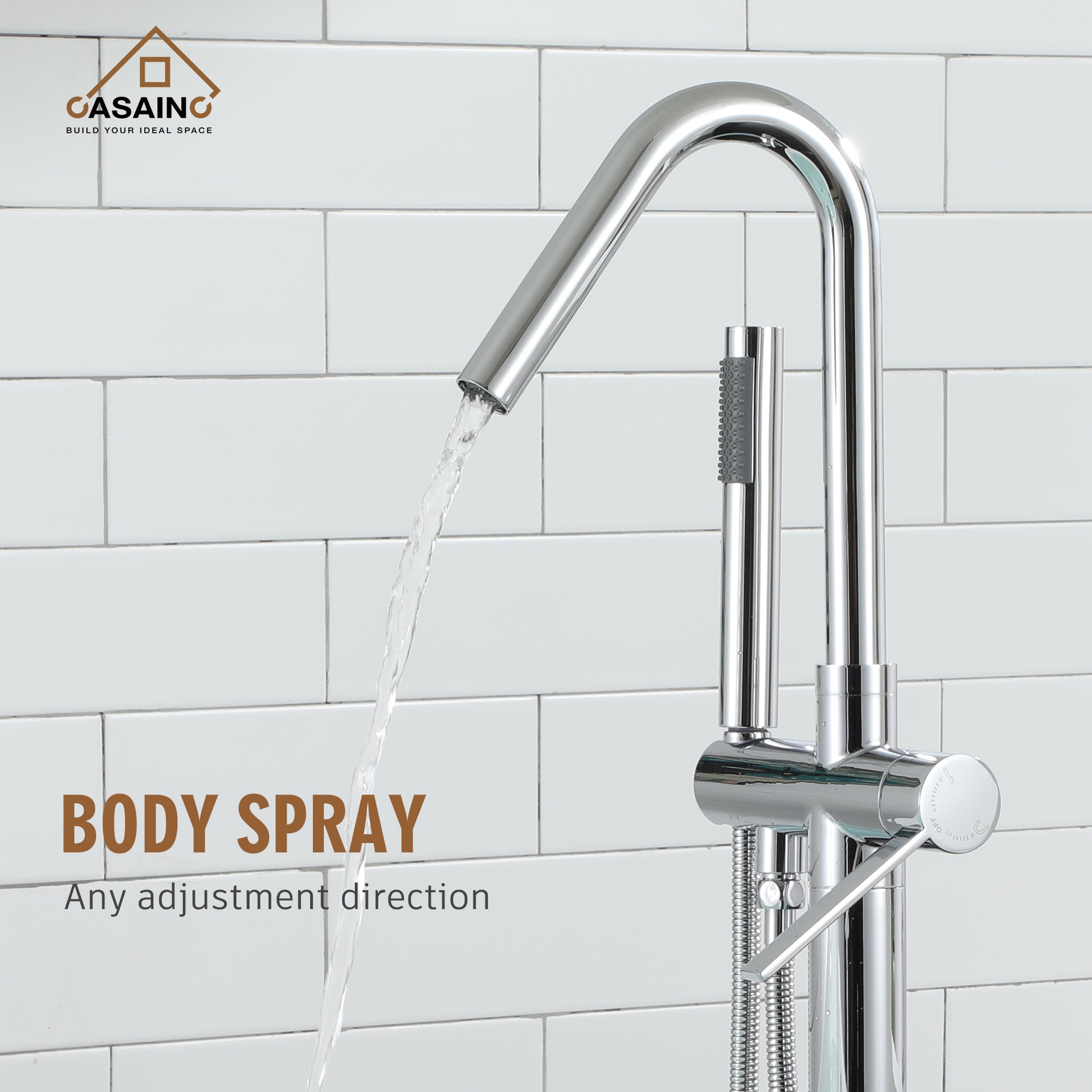 Freestanding Single-Handle Bathtub Faucet with Hand Shower