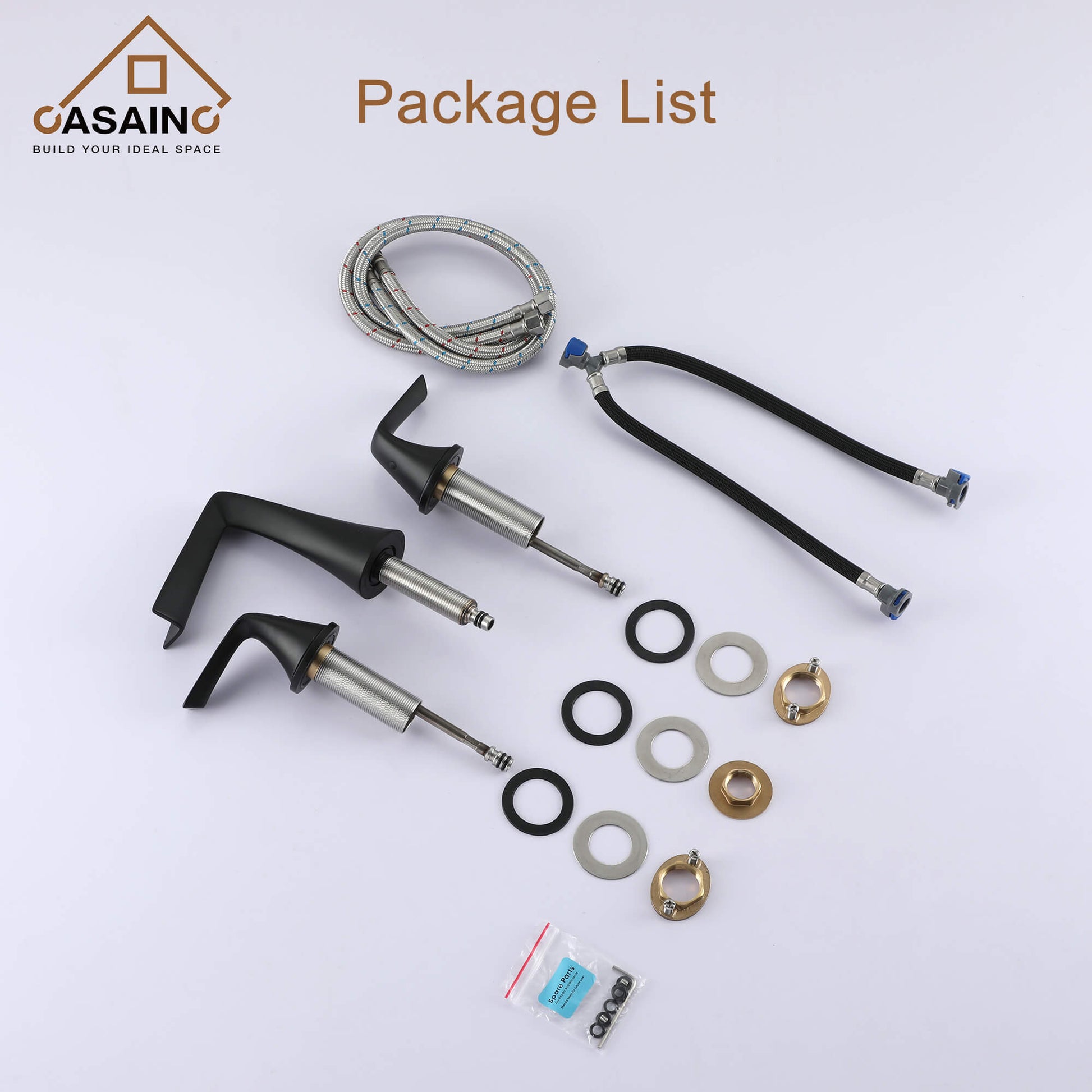 Casainc Matte Black 5.35-in 2-Handle Widespread Watersense Labelled Bathroom Sink Faucet