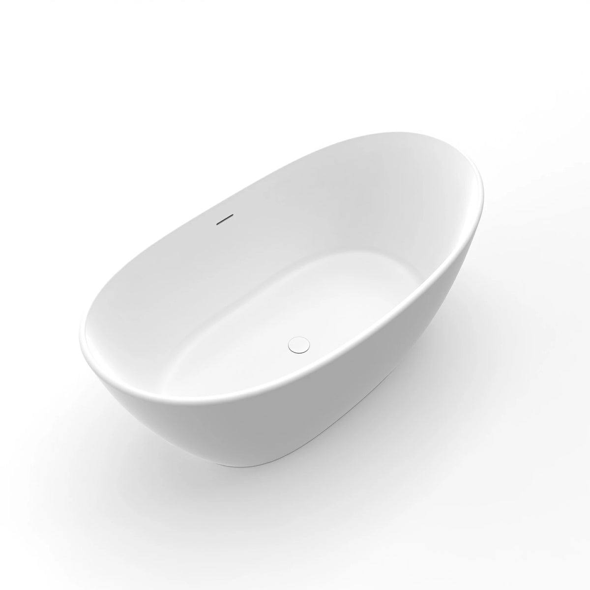 55 Inch Freestanding Solid Surface Soaking Bathtub for Bathroom