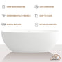 CASAINC 55 in. Solid Surface Free-Standing Bathtub with Centre Drain in Matte White