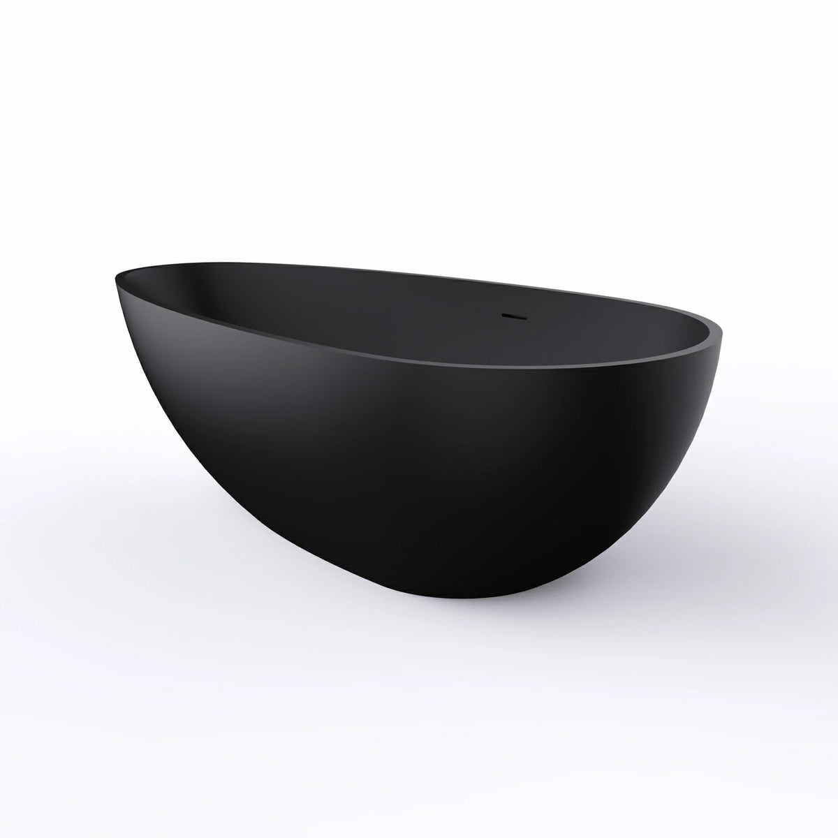 67" Freestanding Solid Surface Soaking Bathtub in Matte Black