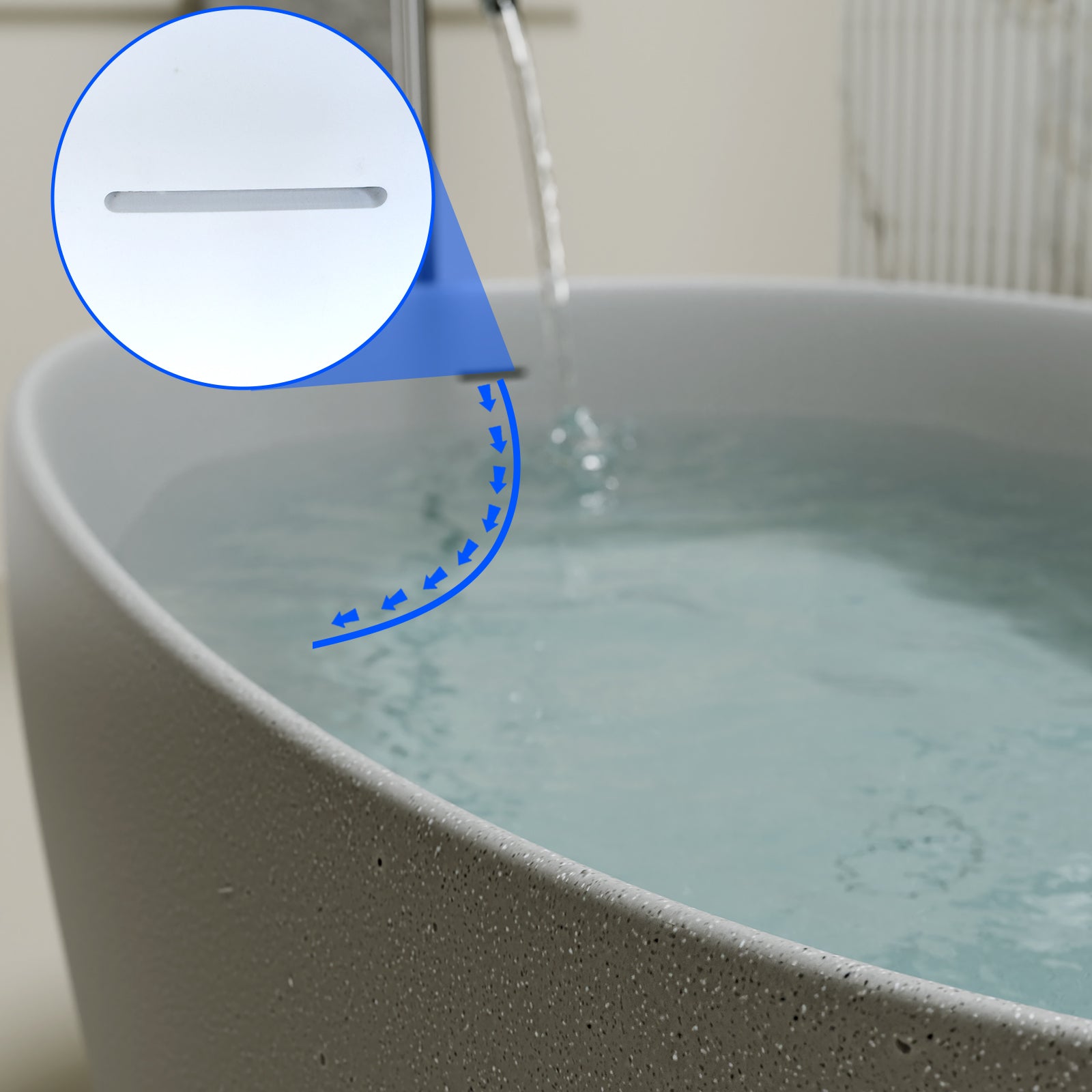 51" Freestanding Stone Resin Soaking Tub with One-Side Overflow, Turquoise Green/Beige/Cream Grey/Grey
