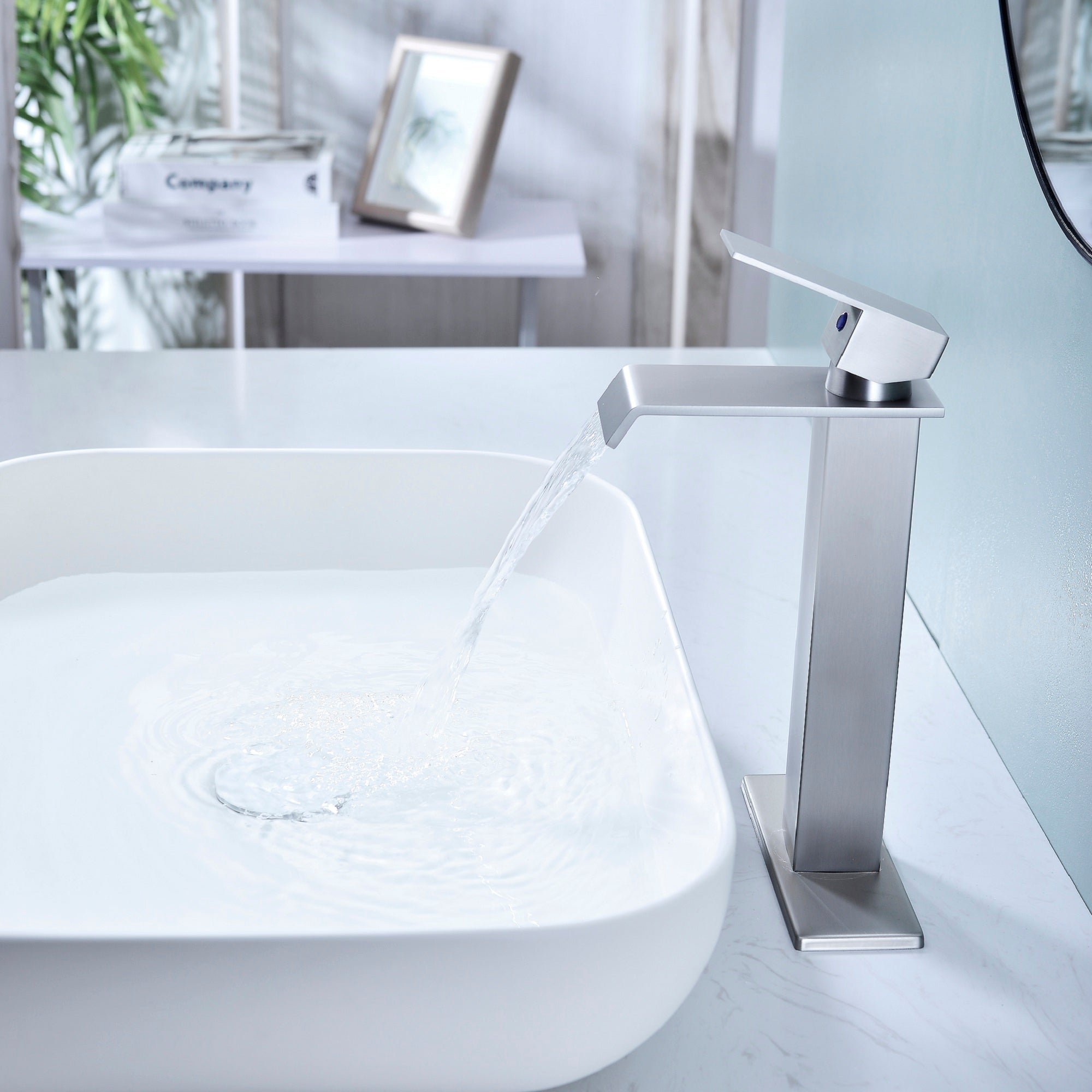 Waterfall Spout Bathroom Faucet,Single Handle Bathroom Vanity Sink Faucet-CASAINC