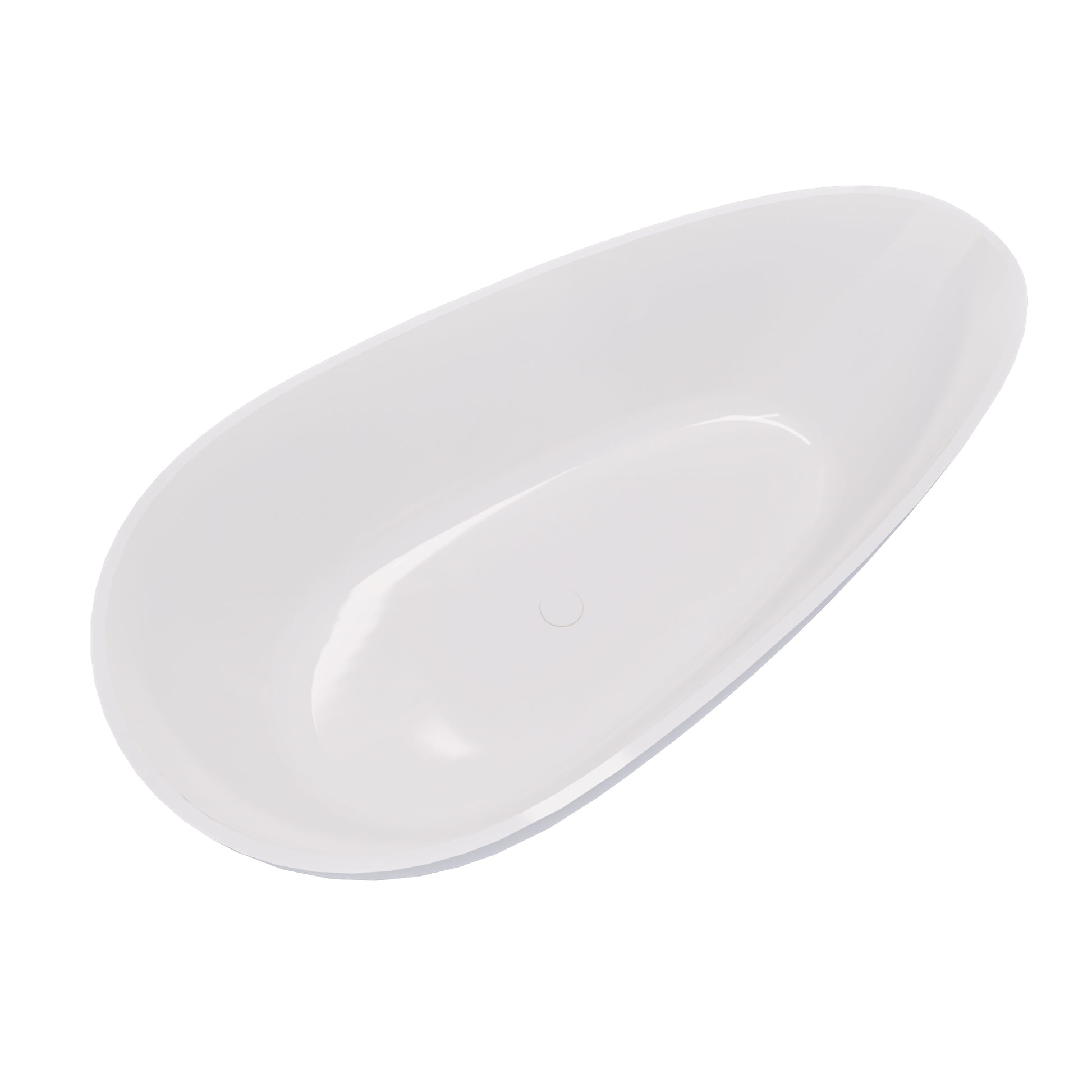 59" Luxury Handcrafted Freestanding Solid Surface Soaking Bathtub in Glossy White