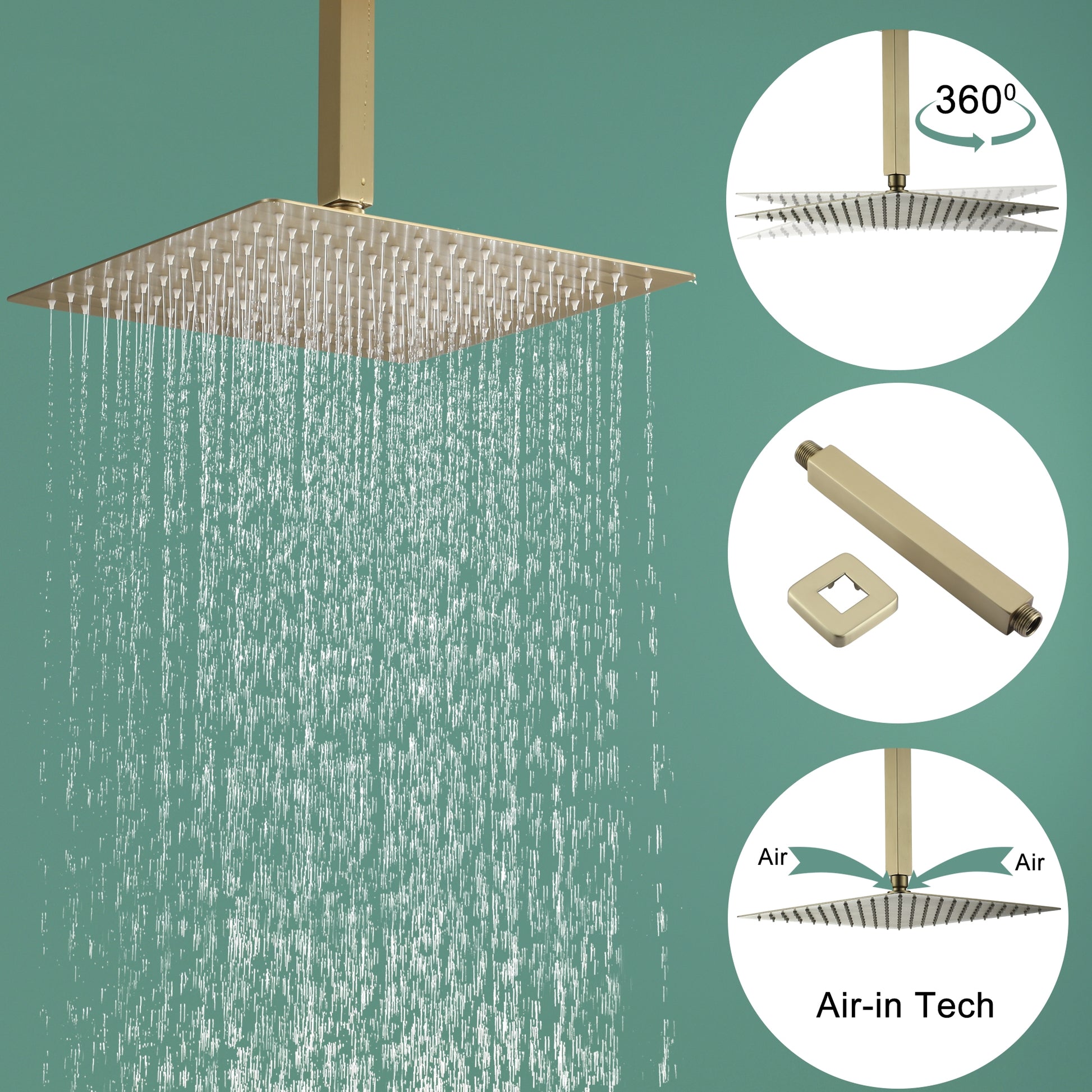 10-inch/12inch 3-Function Shower System With Bathtub Spout