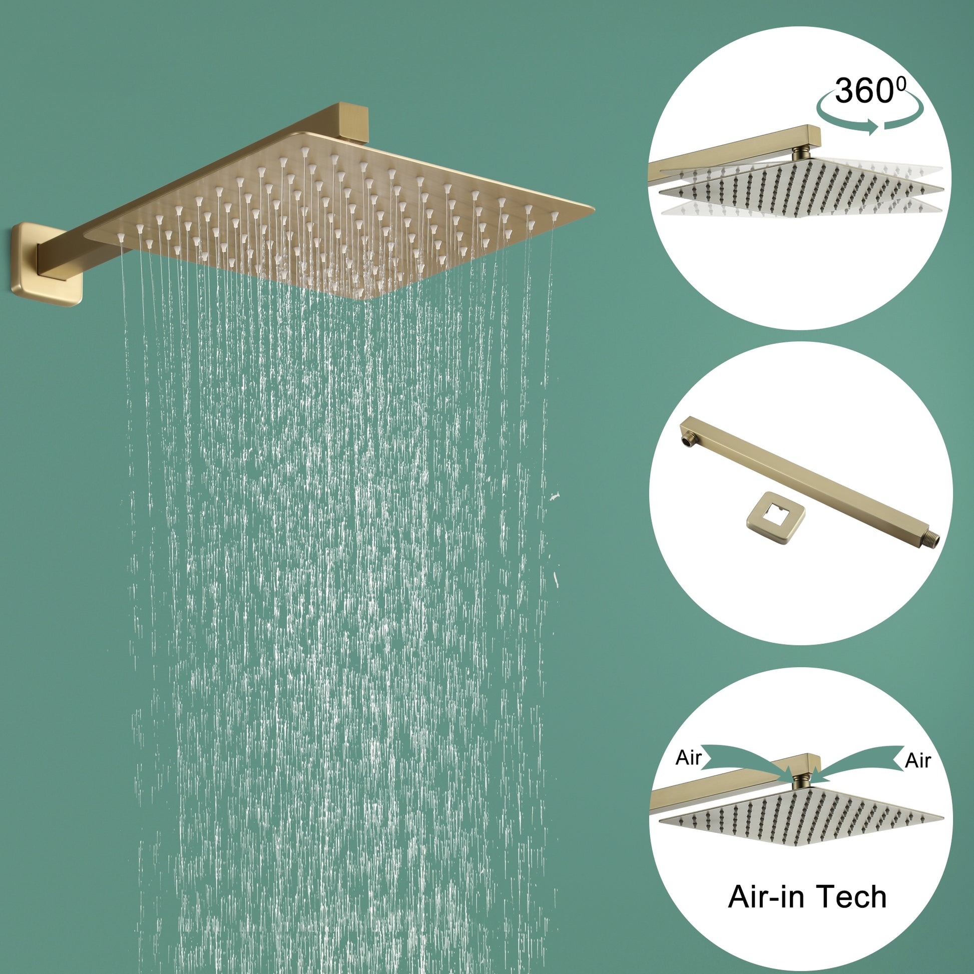 10-inch/12inch 3-Function Shower System With Bathtub Spout
