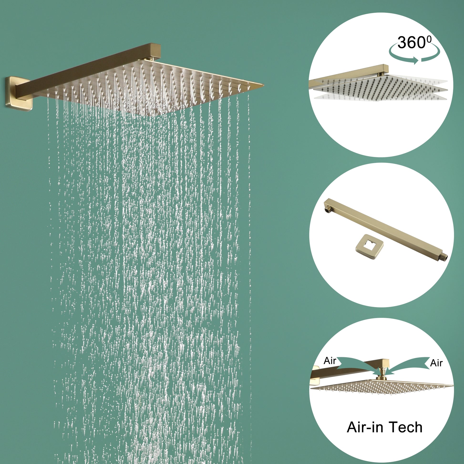 10-inch/12inch 3-Function Shower System With Bathtub Spout